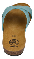 BUSCHE Damen Pantoletten Kreuzbandage TROPEZ 2125 aqua