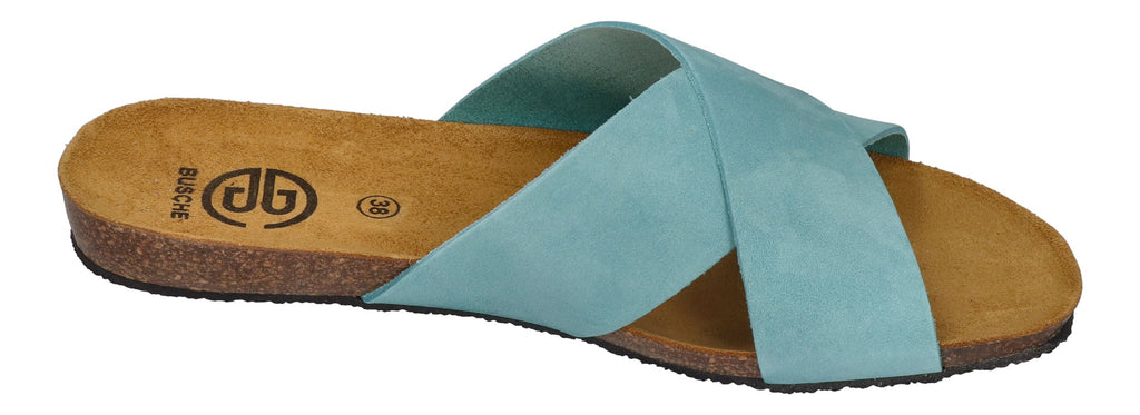 BUSCHE Damen Pantoletten Kreuzbandage TROPEZ 2125 aqua