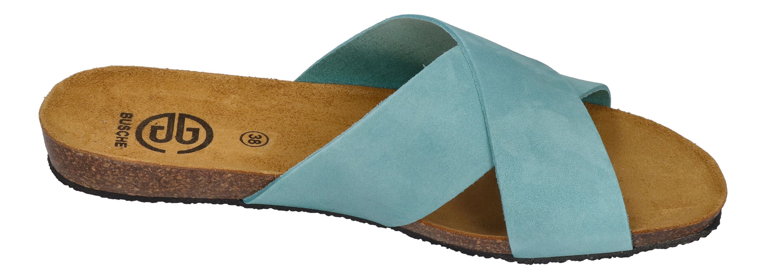 BUSCHE Damen Pantoletten Kreuzbandage TROPEZ 2125 aqua