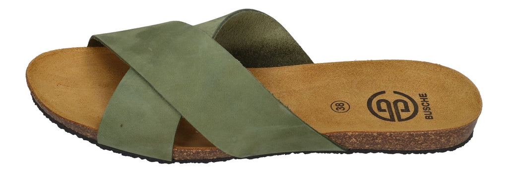 BUSCHE Damen Pantoletten Kreuzbandage TROPEZ 2125 olive