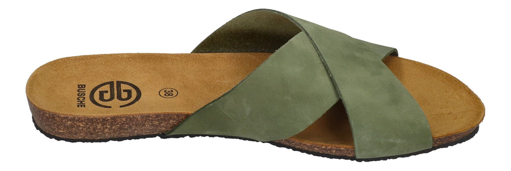 BUSCHE Damen Pantoletten Kreuzbandage TROPEZ 2125 olive