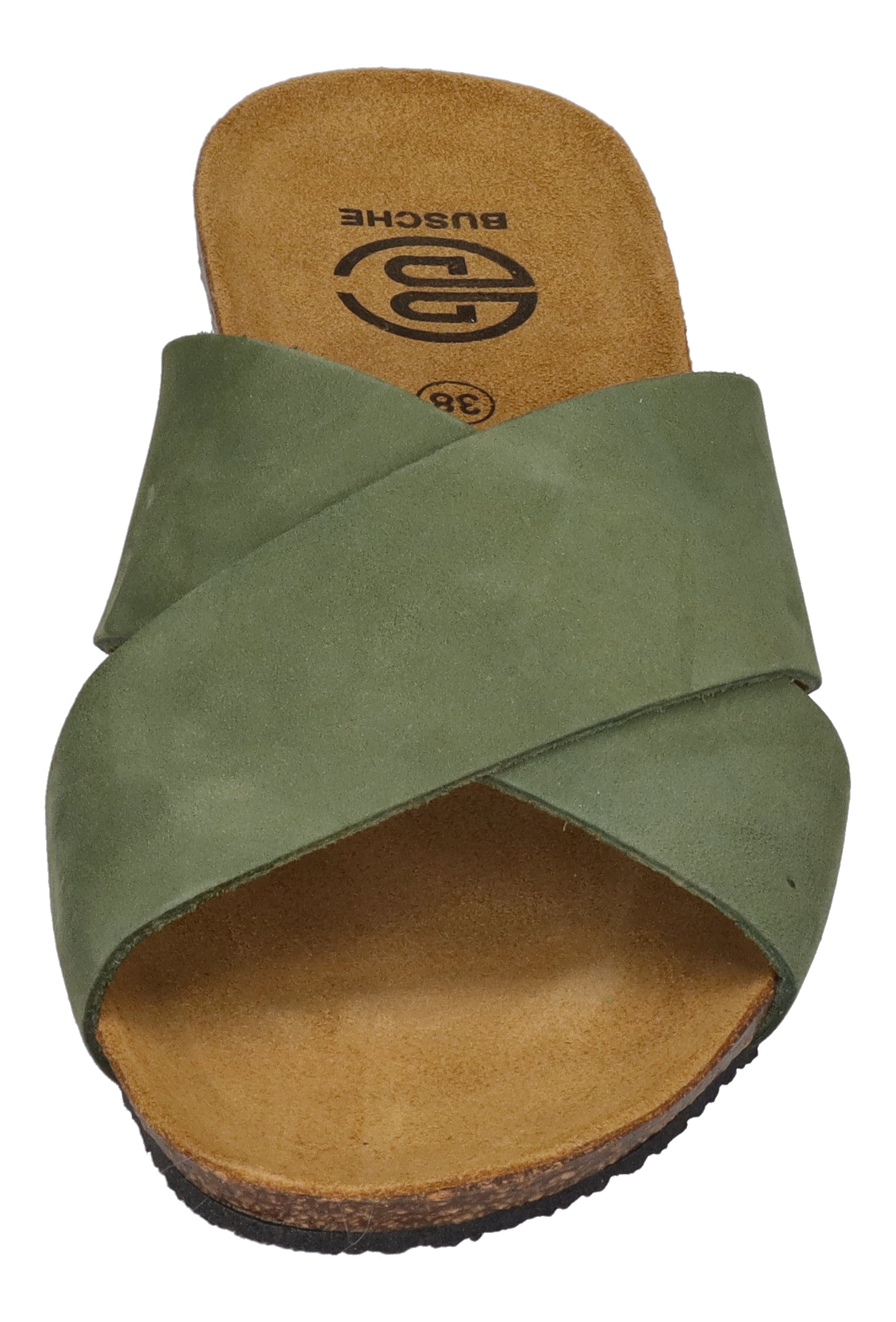 BUSCHE Damen Pantoletten Kreuzbandage TROPEZ 2125 olive