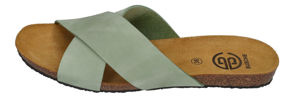 BUSCHE Damen Pantoletten Kreuzbandage TROPEZ 2125 salvia