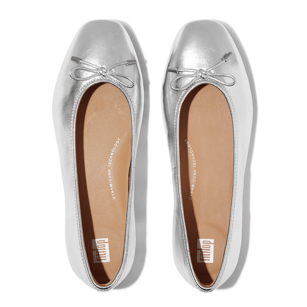 FITFLOP Ballerina DELICATO BOW SOFT Metallic Leather - silver