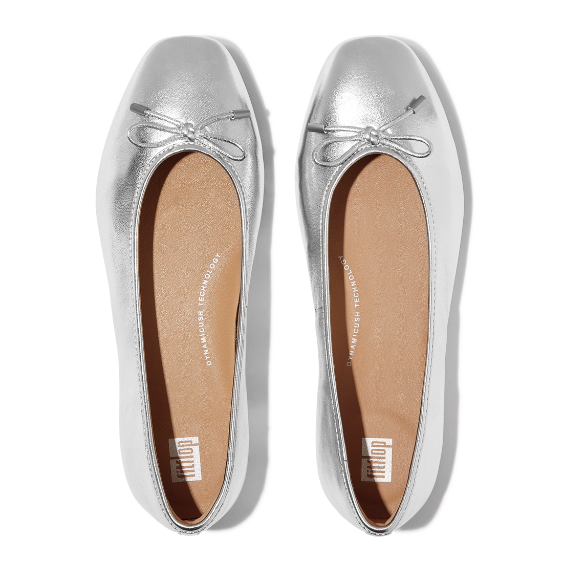 FITFLOP Ballerina DELICATO BOW SOFT Metallic Leather - silver