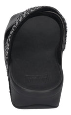 FITFLOP Pantoletten LULU CRYSTAL-MIX  METALLIC CROSS all black