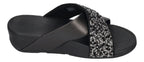 FITFLOP Pantoletten LULU CRYSTAL-MIX  METALLIC CROSS all black