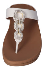FITFLOP Zehentrenner FINO Crystal-Chain Leather - urban white