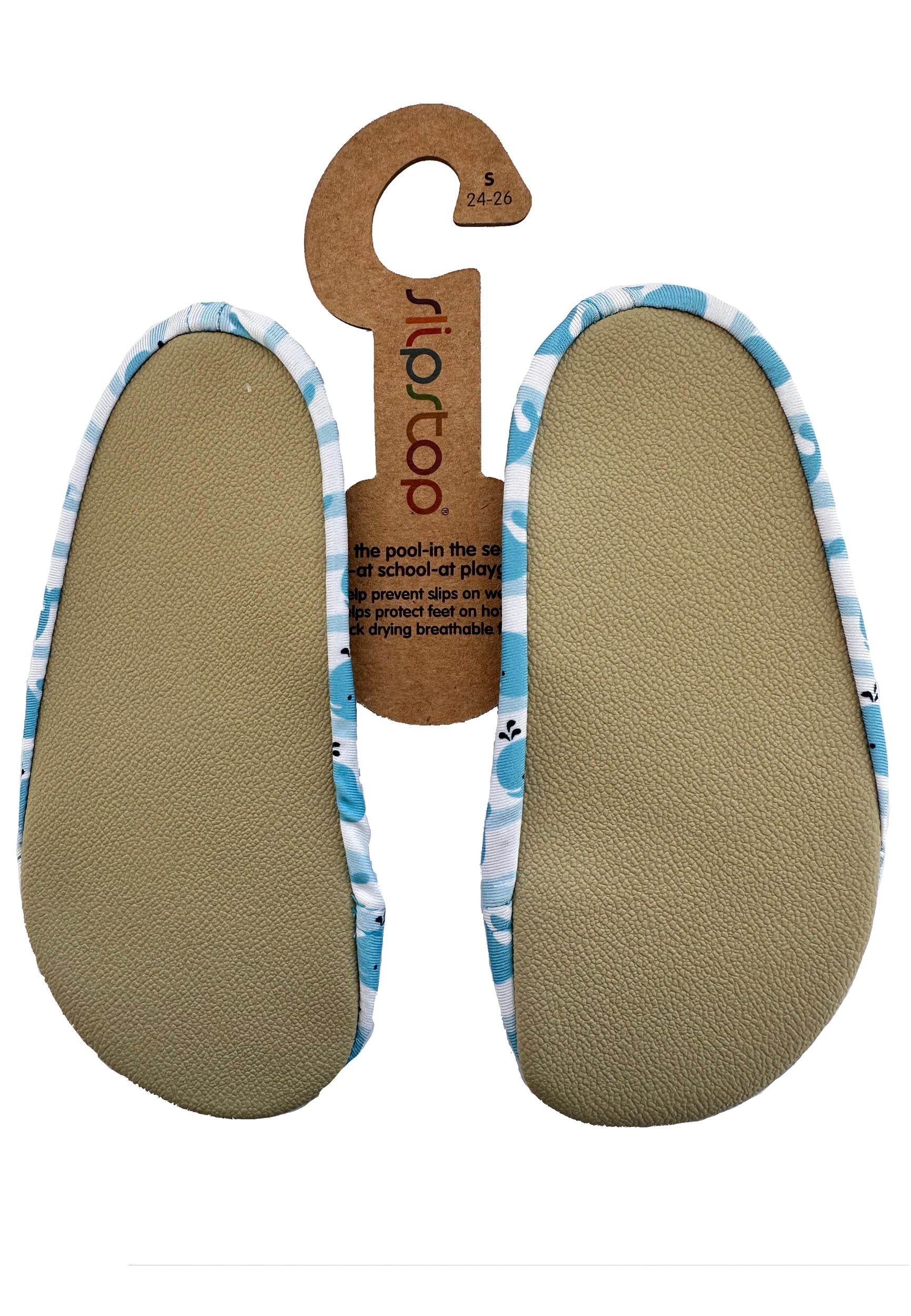SLIPSTOP Kinder Hausschuhe Badeschuhe DORIS Wal white blue
