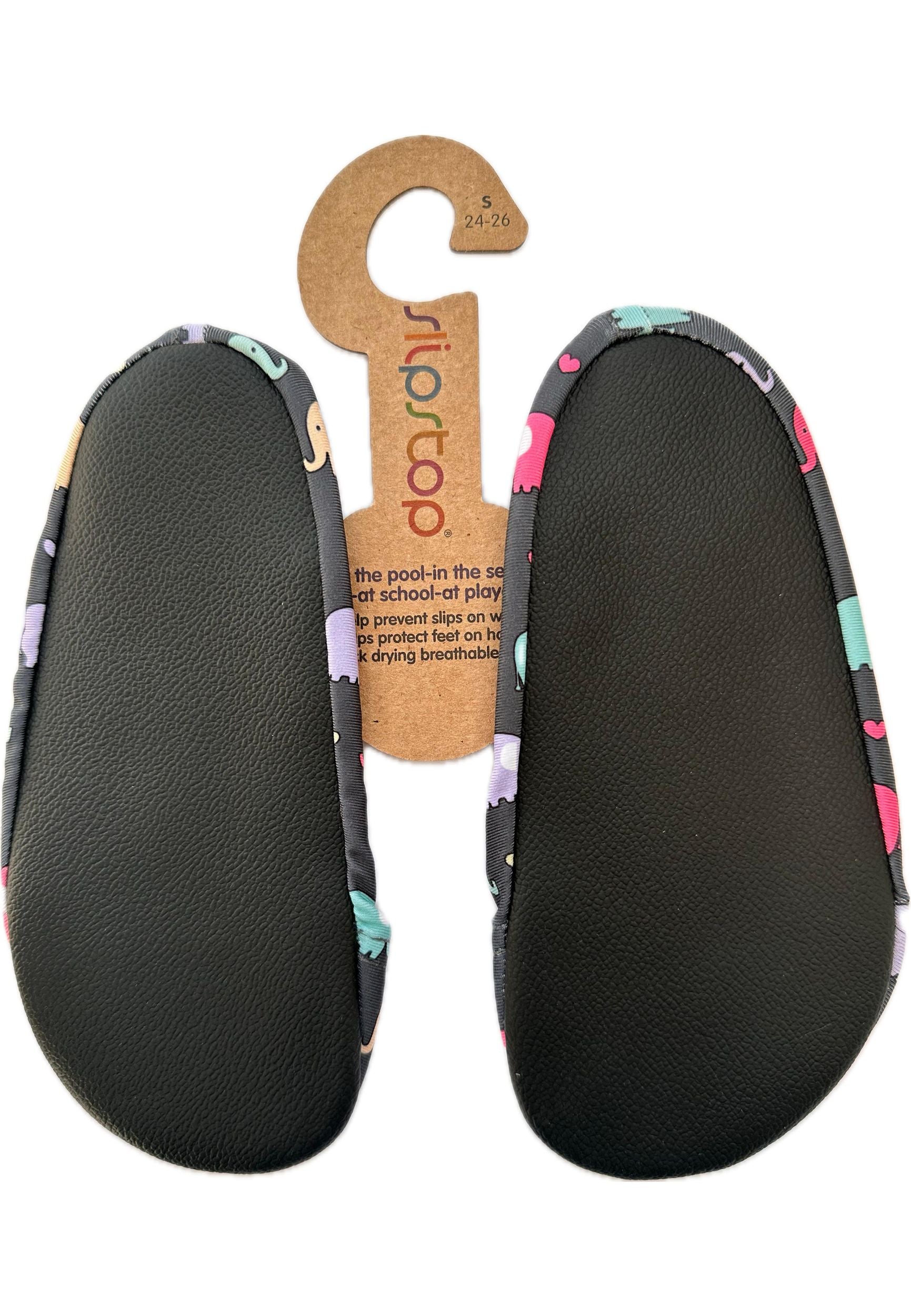 SLIPSTOP Kinder Hausschuhe Badeschuhe WINNIE Elefant black