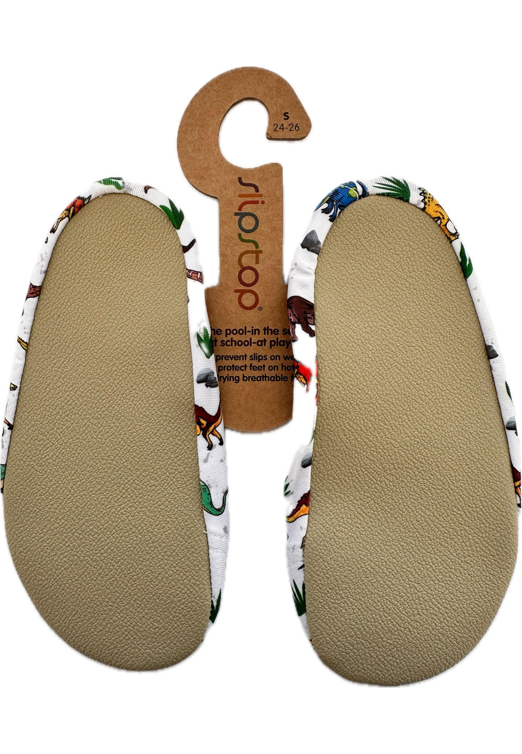SLIPSTOP Kinder Hausschuhe Badeschuhe ARIZONA Dino white