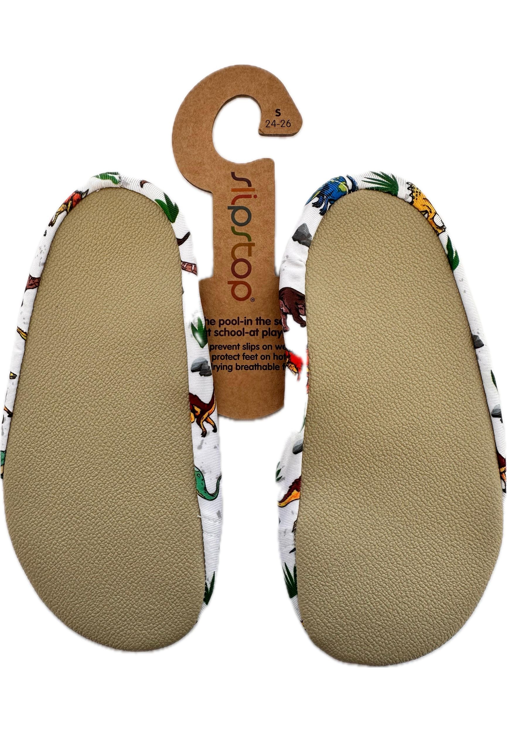SLIPSTOP Kinder Hausschuhe Badeschuhe ARIZONA Dino white