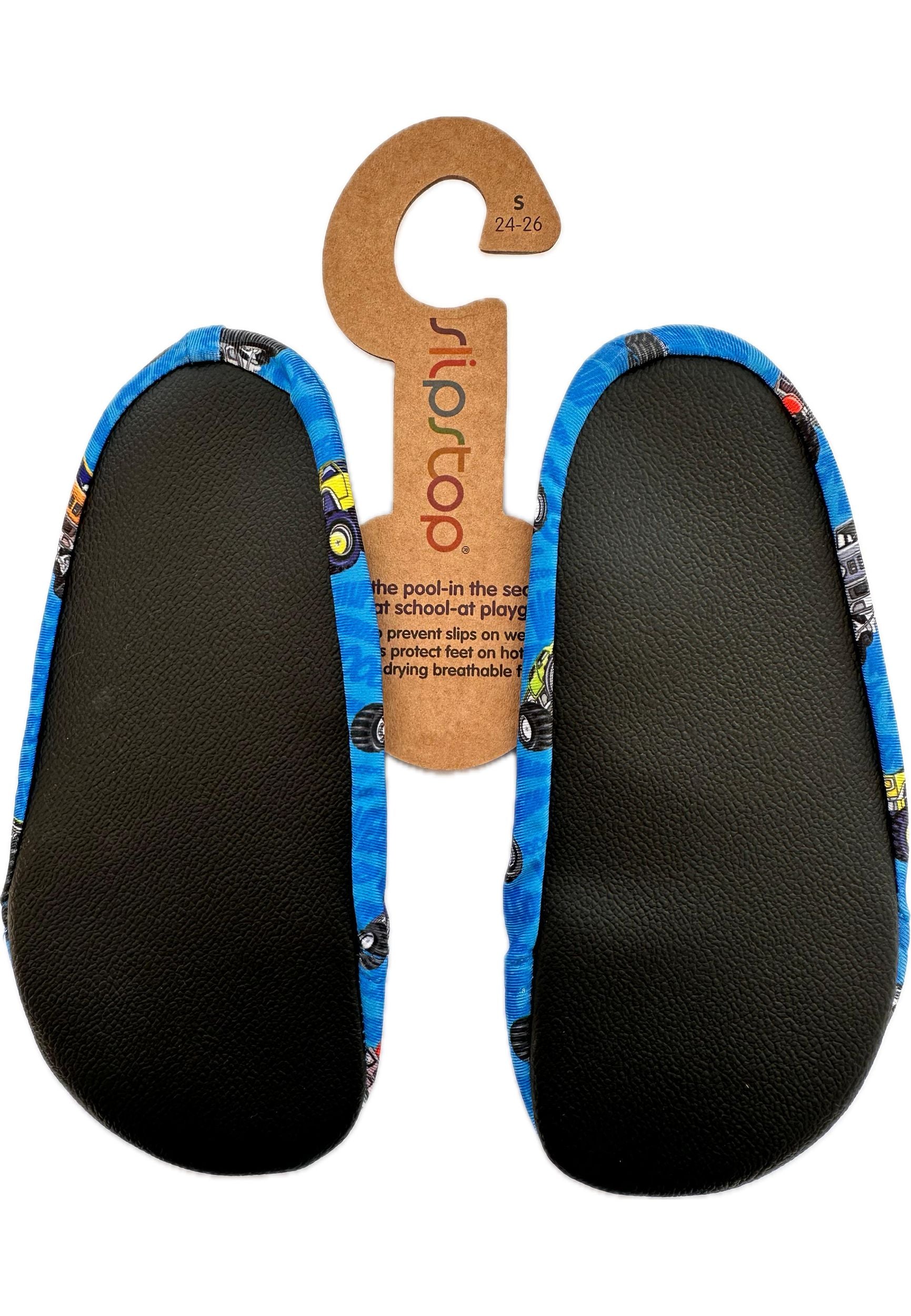 SLIPSTOP Kinder Hausschuhe Badeschuhe BOGIE Trucks blue