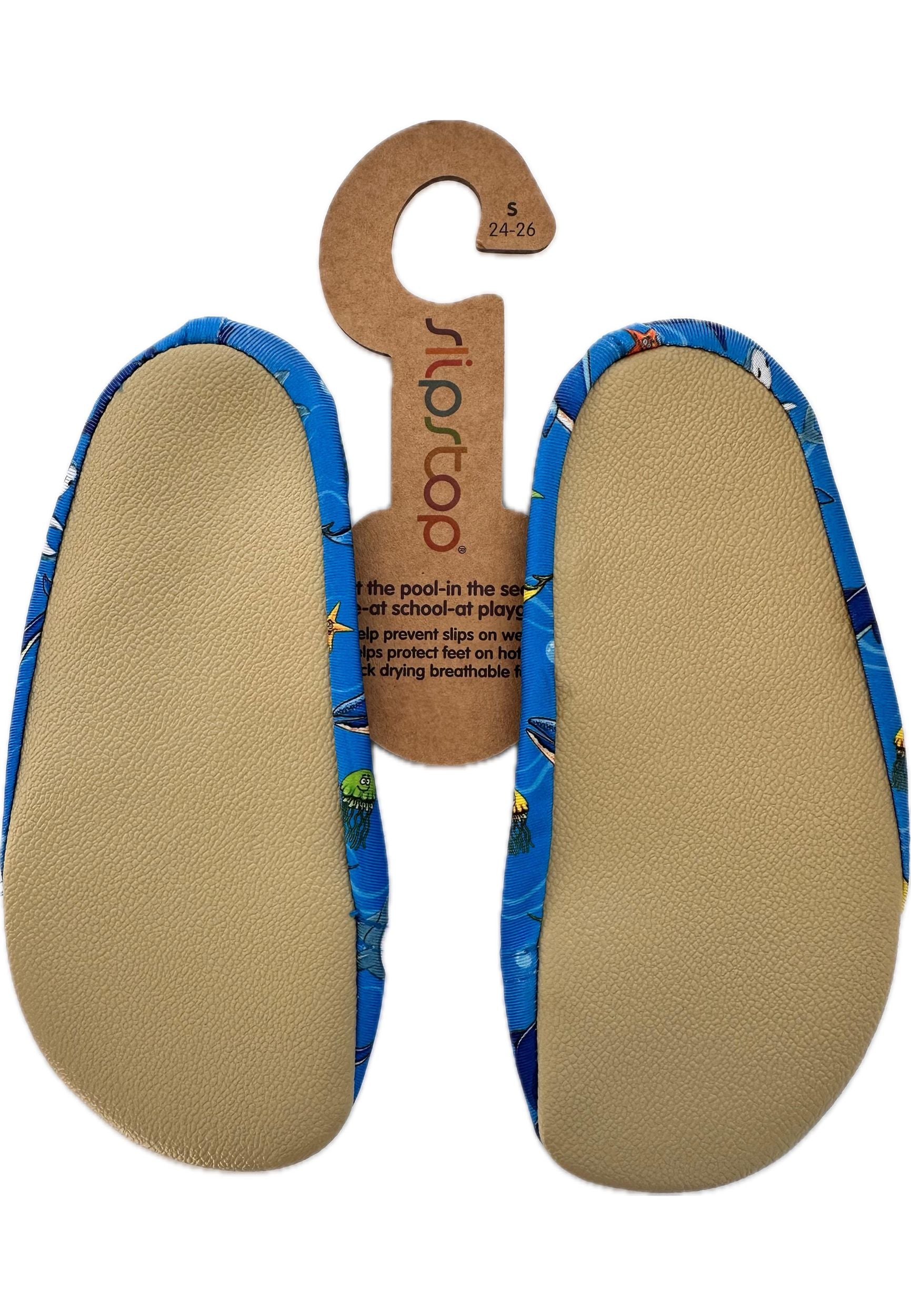 SLIPSTOP Kinder Hausschuhe Badeschuhe OLYMPOS Meerestiere blue