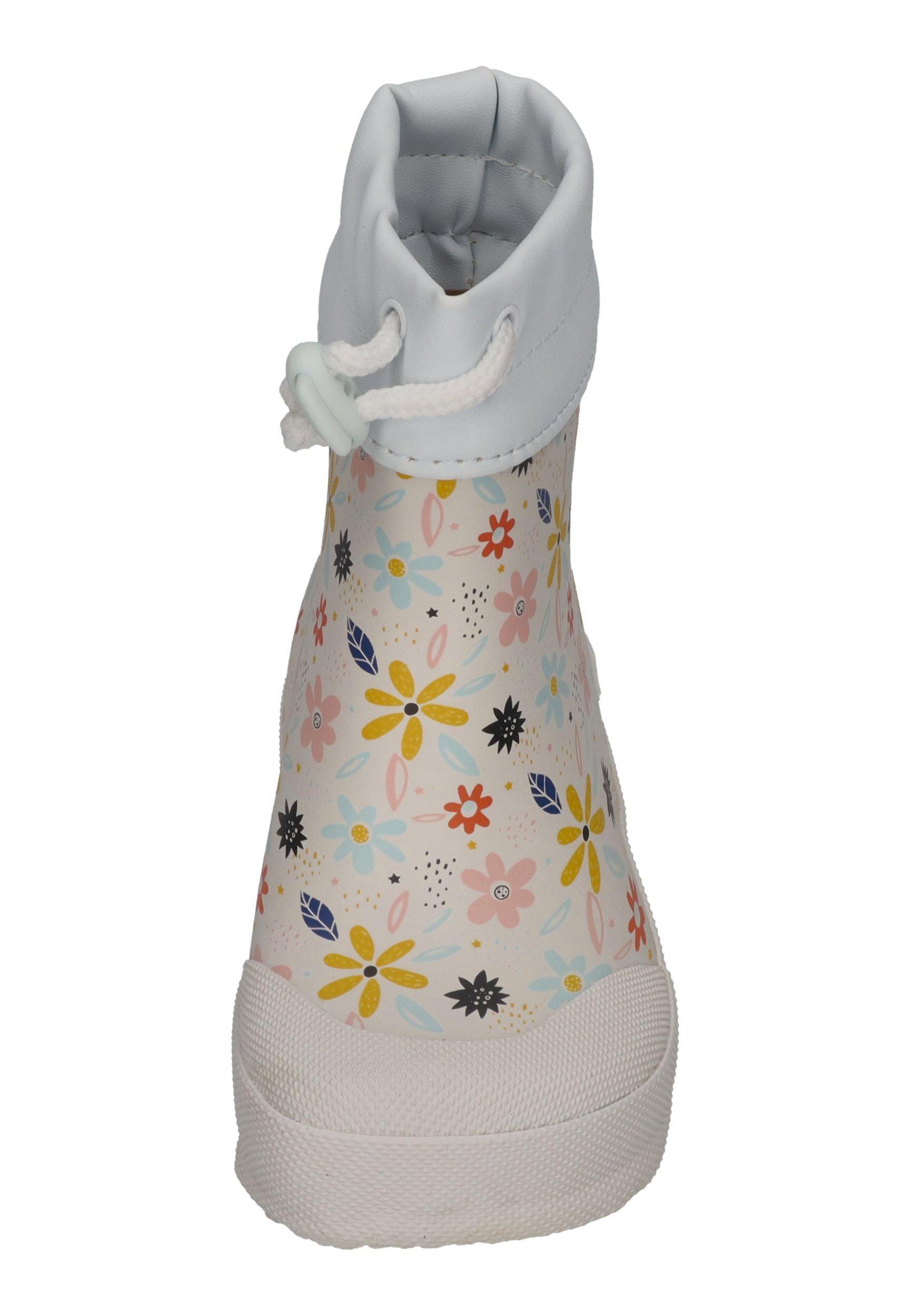KOEL Barefoot Gummistiefel für Kleinkinder WELLIE Flowers White