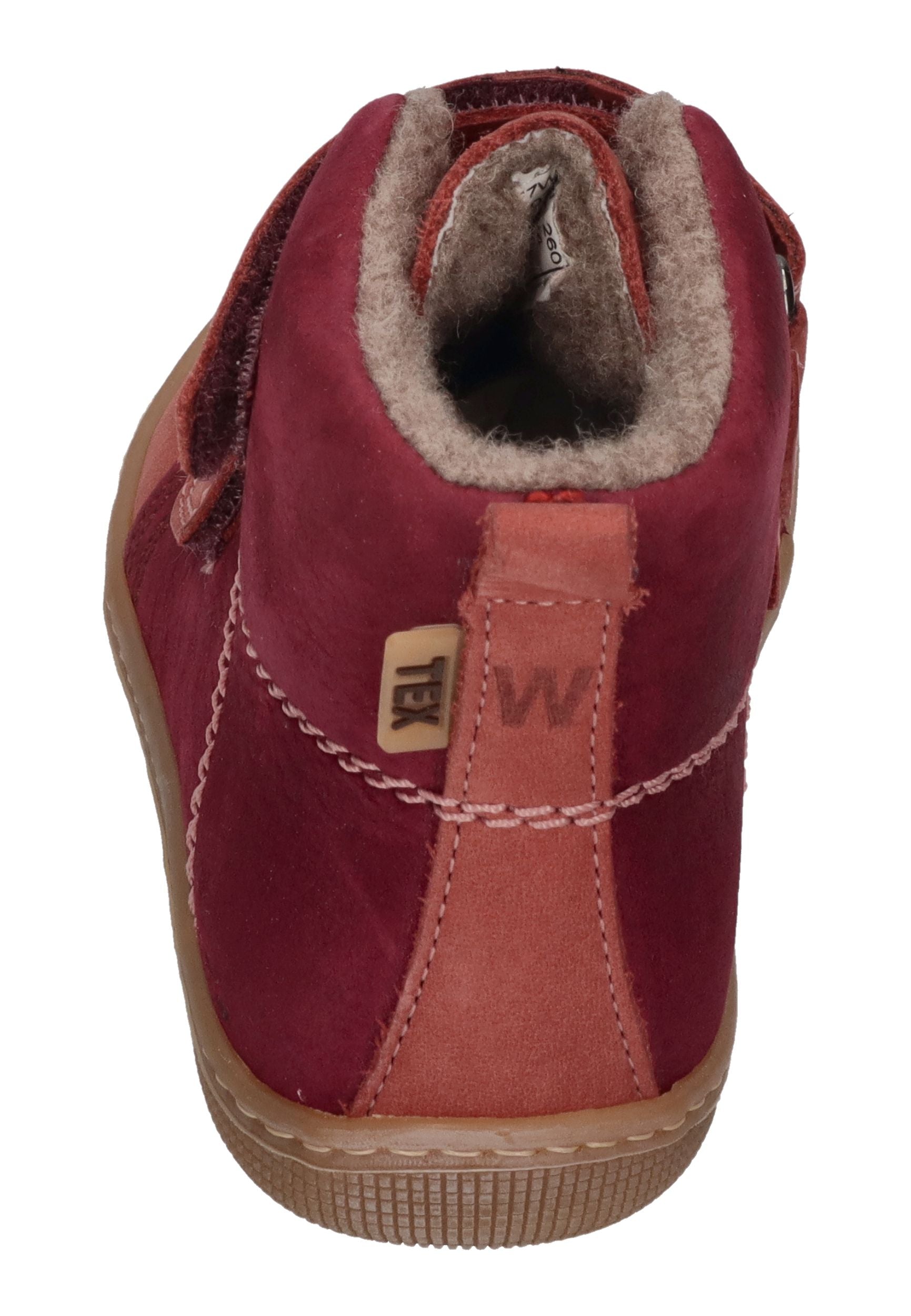 KOEL Barefoot Kinderschuhe extra weit KARO TEX FELT bordo