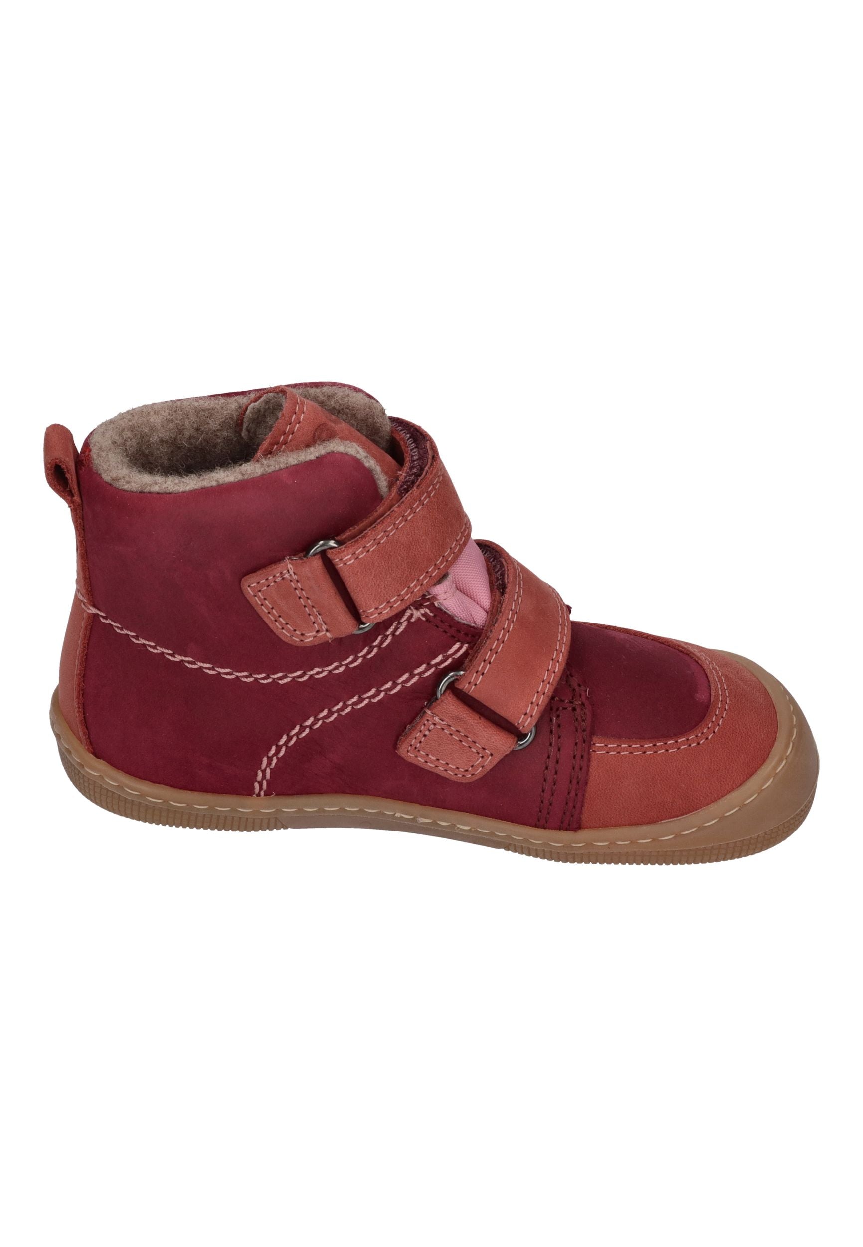 KOEL Barefoot Kinderschuhe extra weit KARO TEX FELT bordo