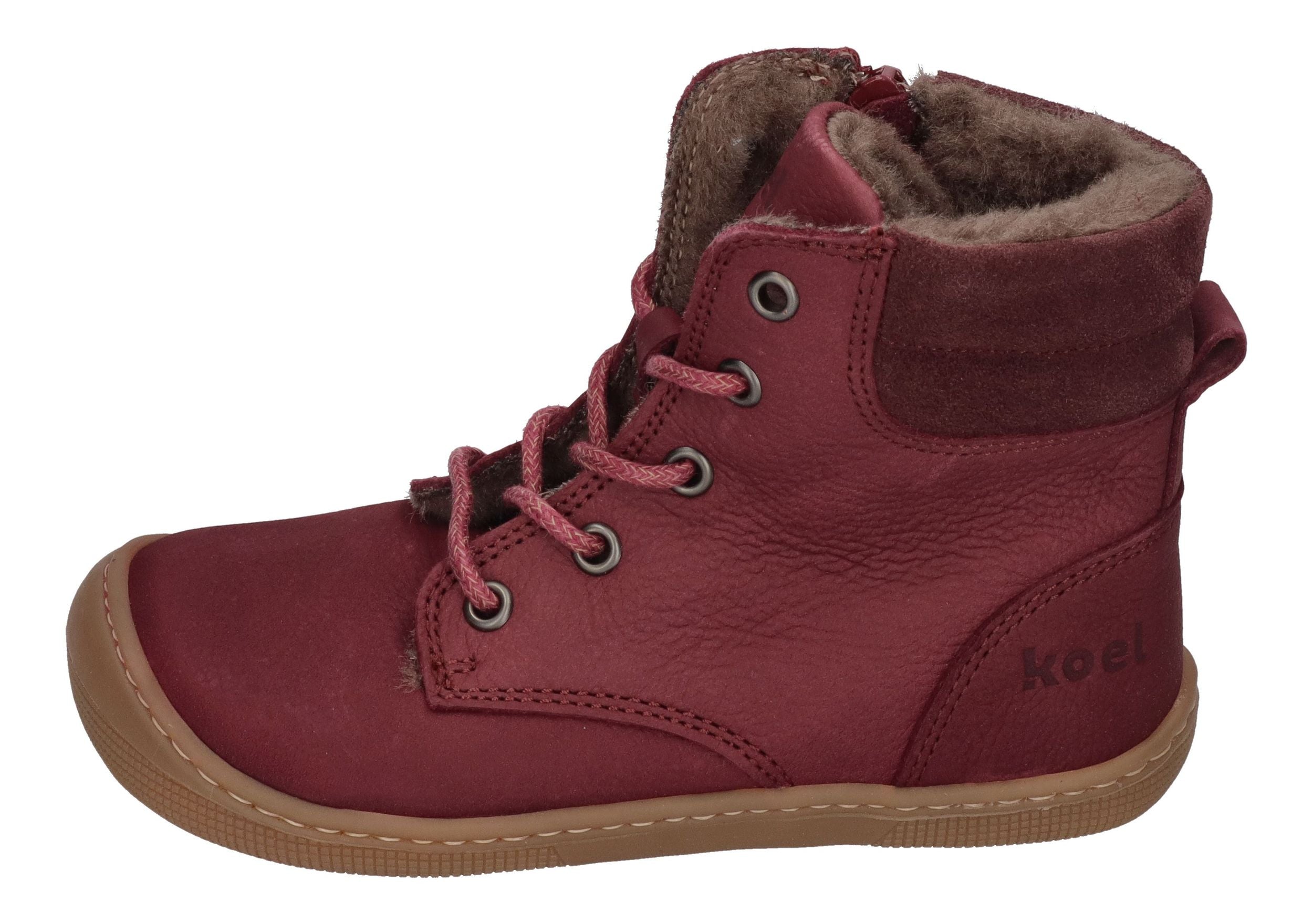 KOEL Barefoot Kinderstiefel - DARIUS WOOL - bordo