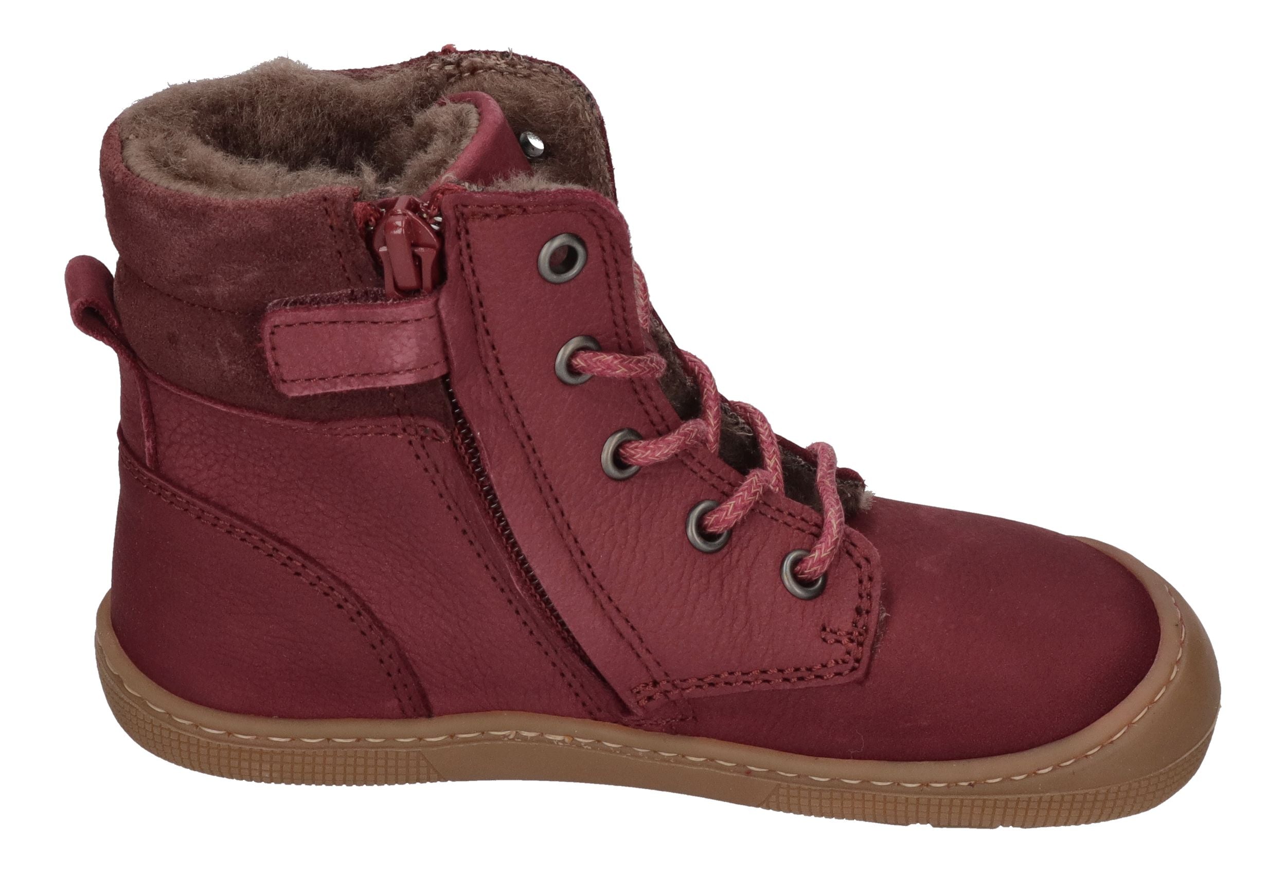 KOEL Barefoot Kinderstiefel - DARIUS WOOL - bordo