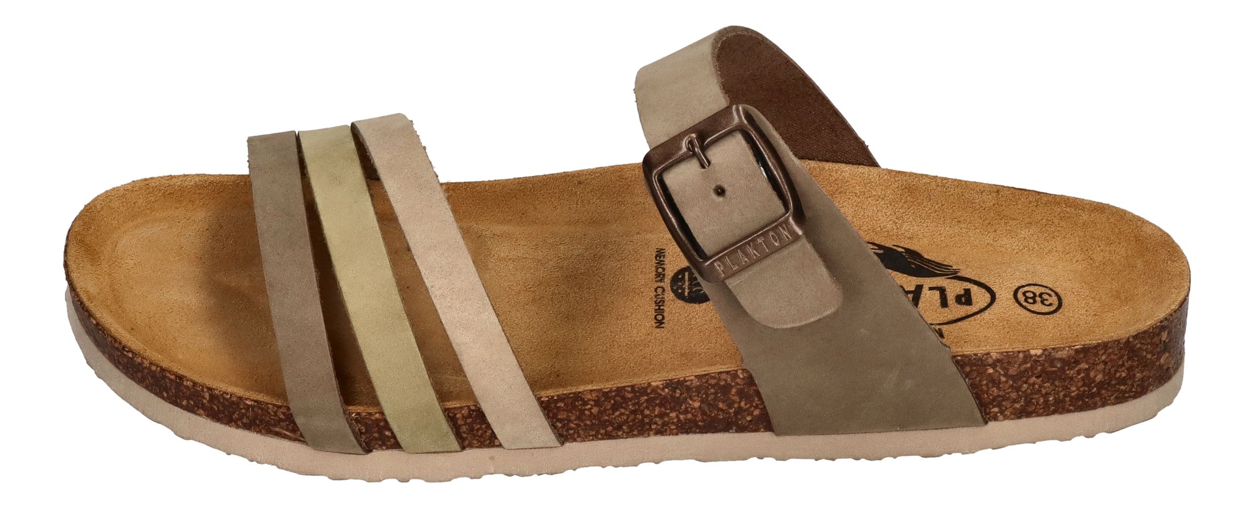 PLAKTON Damen Pantoletten - BERTA 185862 - kaki kiwi beige