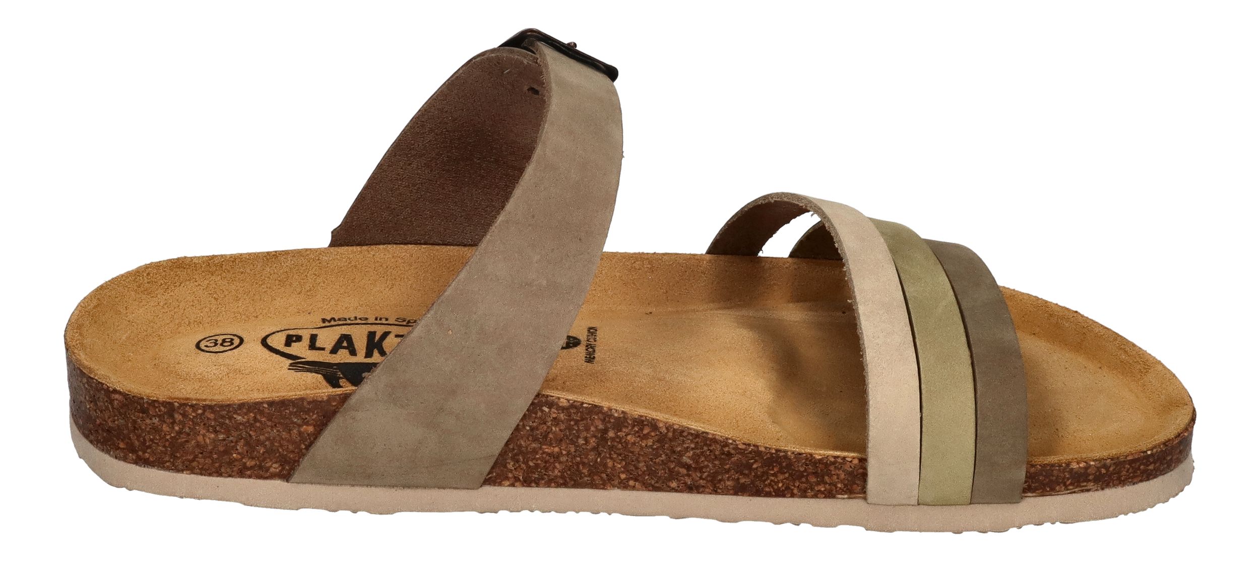 PLAKTON Damen Pantoletten - BERTA 185862 - kaki kiwi beige