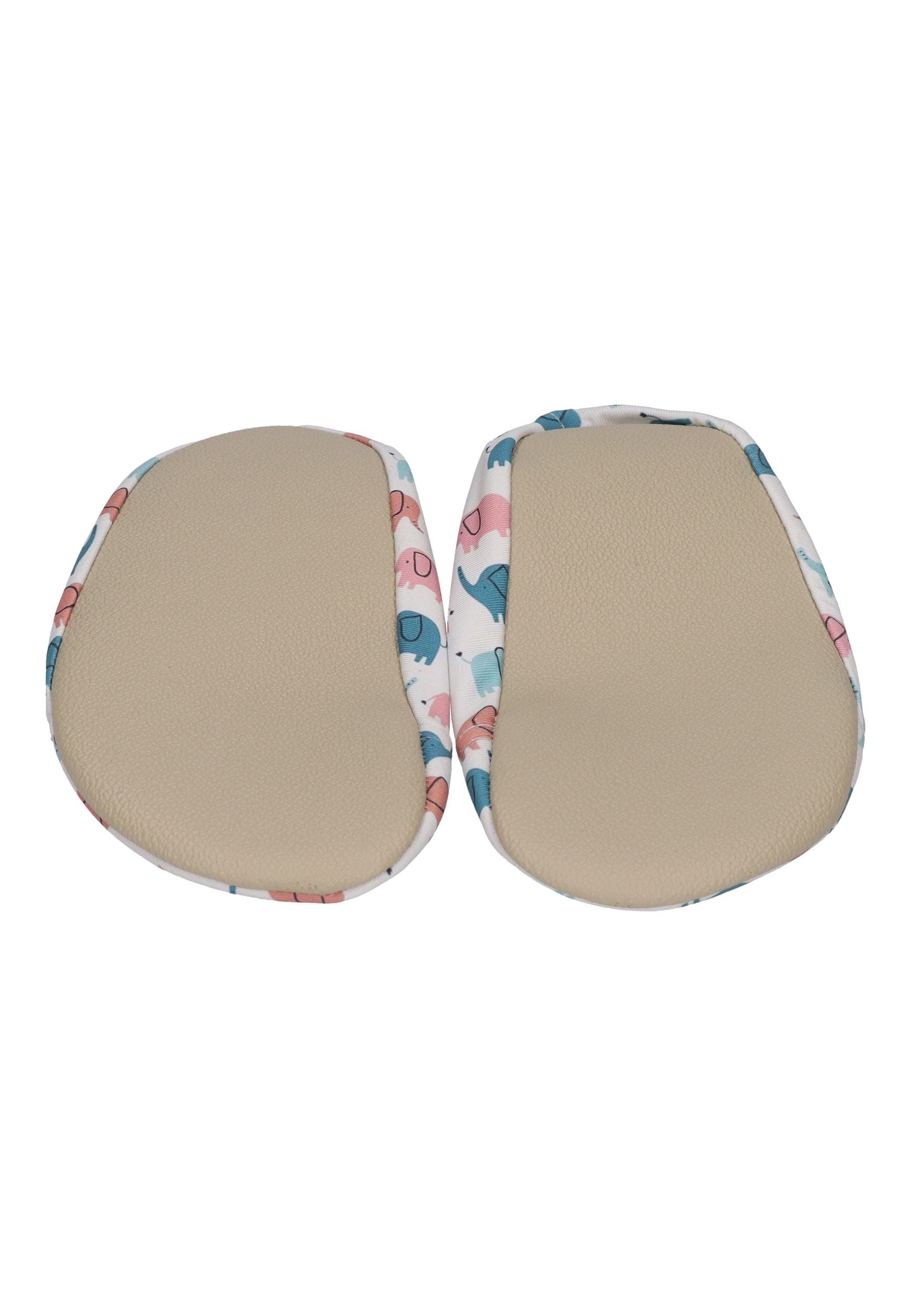 SLIPSTOP Kinder Hausschuhe Badeschuhe AFRO Elefanten hellbeige