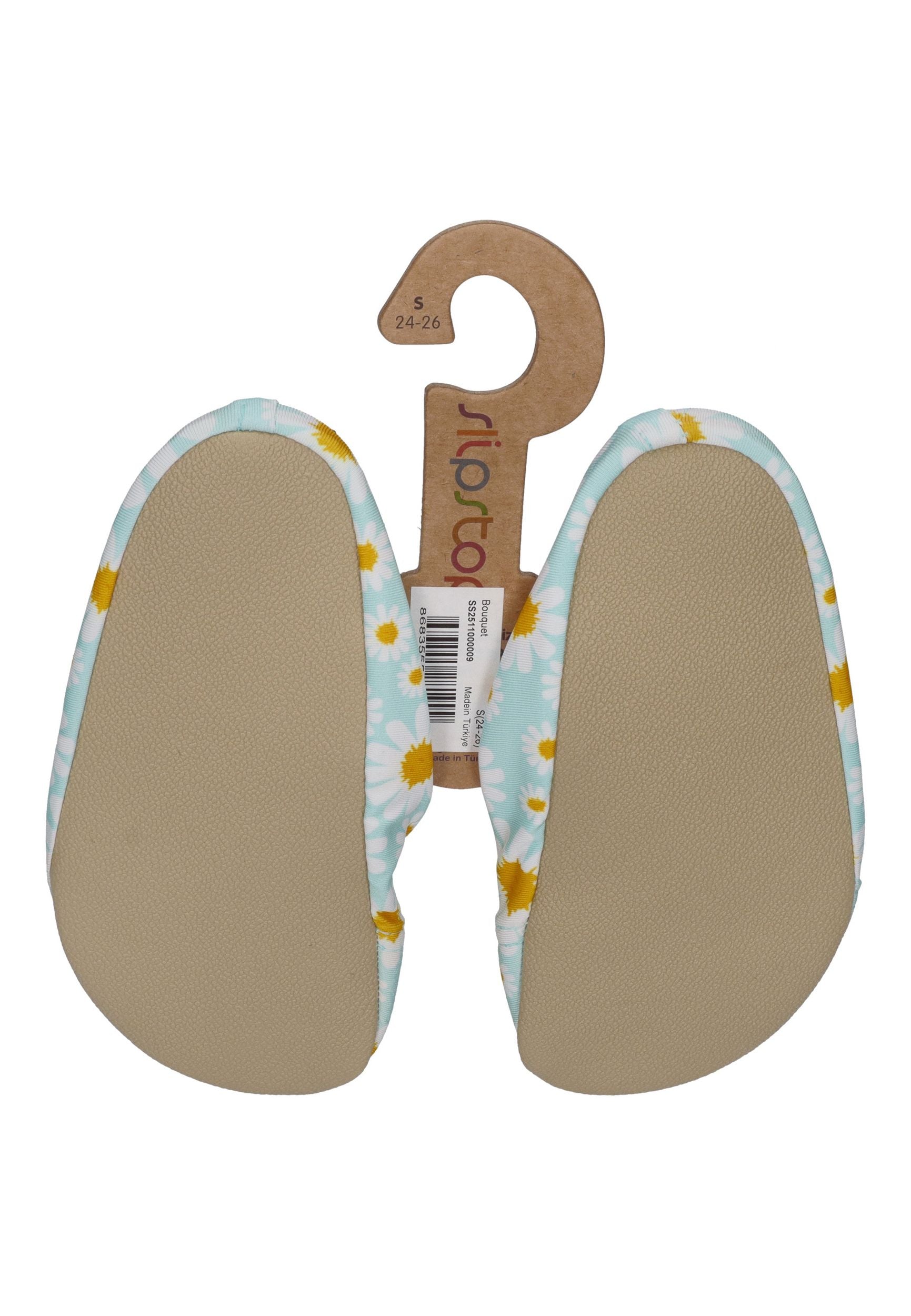 SLIPSTOP Kinder Hausschuhe Badeschuhe BOUQUET Margariten Mintgrün