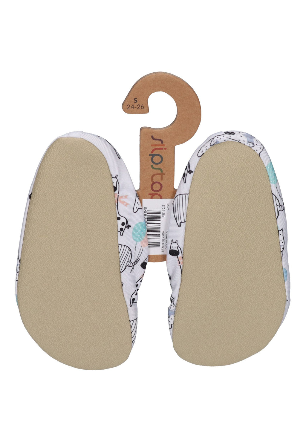 SLIPSTOP Kinder Hausschuhe Badeschuhe CHICO Wildtiere hellgrau
