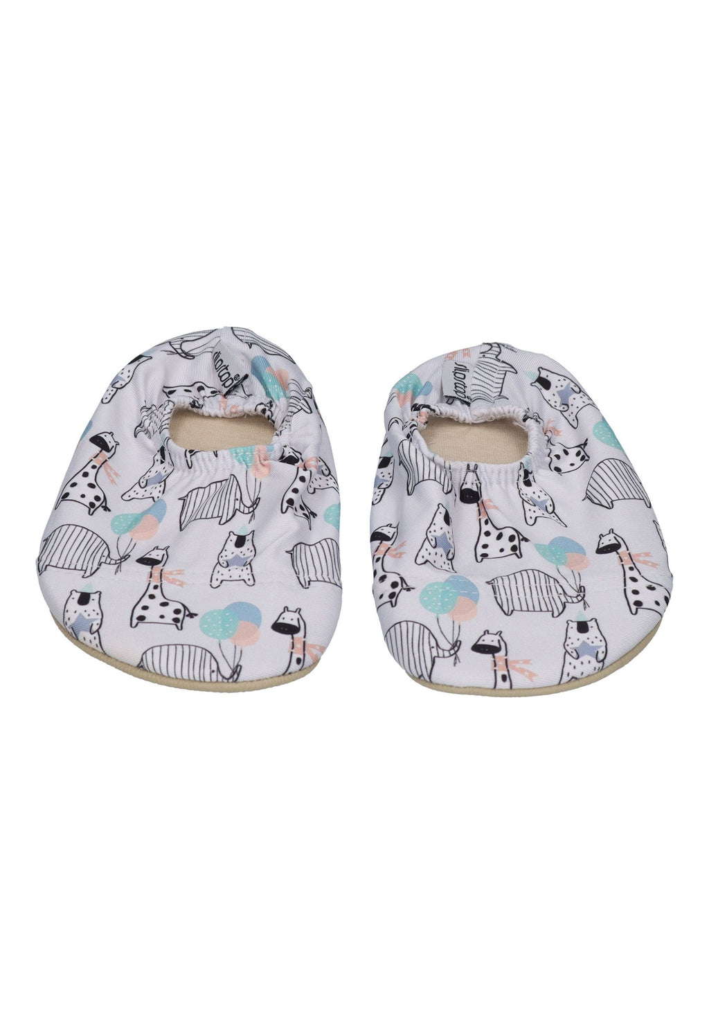 SLIPSTOP Kinder Hausschuhe Badeschuhe CHICO Wildtiere hellgrau
