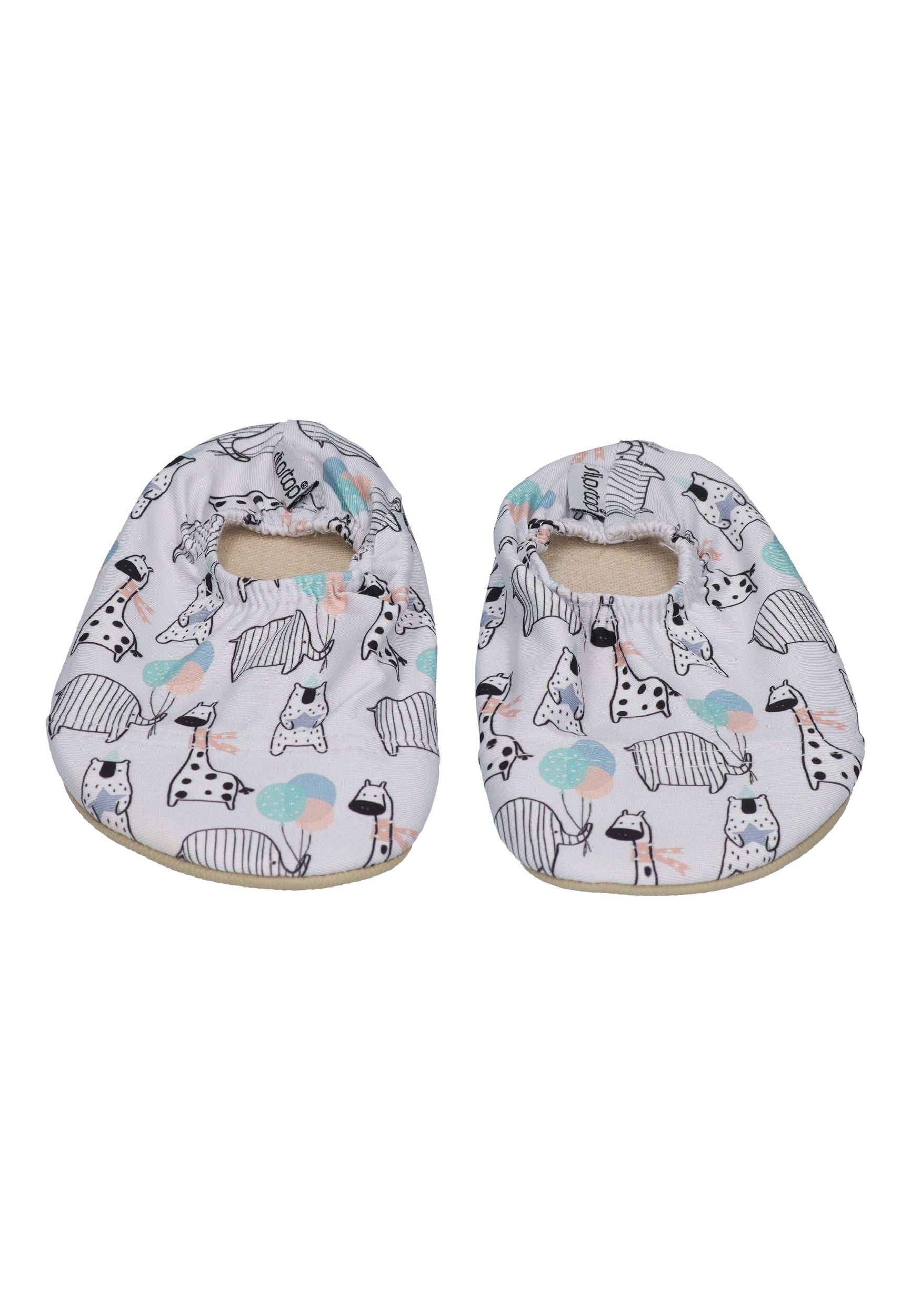 SLIPSTOP Kinder Hausschuhe Badeschuhe CHICO Wildtiere hellgrau