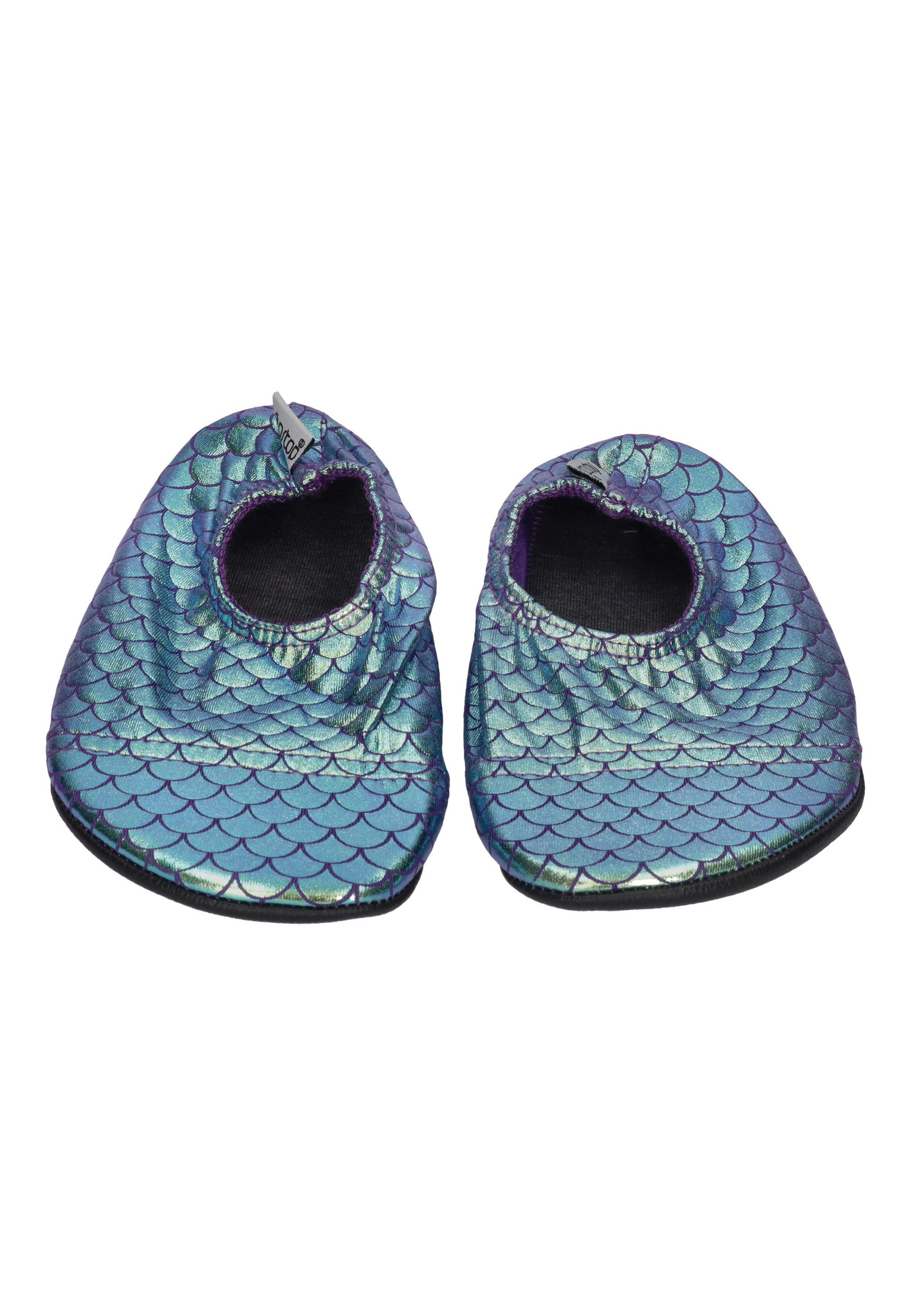 SLIPSTOP Kinder Hausschuhe Badeschuhe IVY Fischschuppen grünglänzend