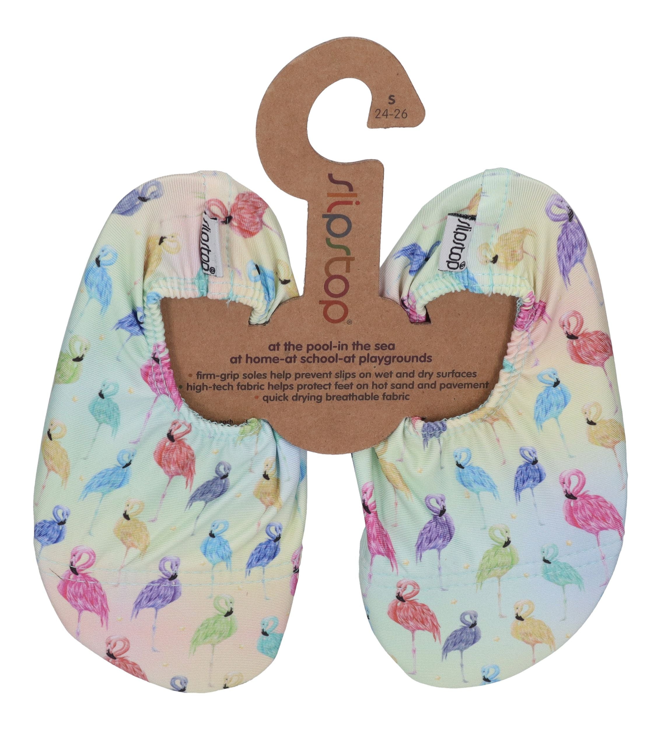 SLIPSTOP Kinder Hausschuhe Badeschuhe FLAMENCO Flamingos Bunt