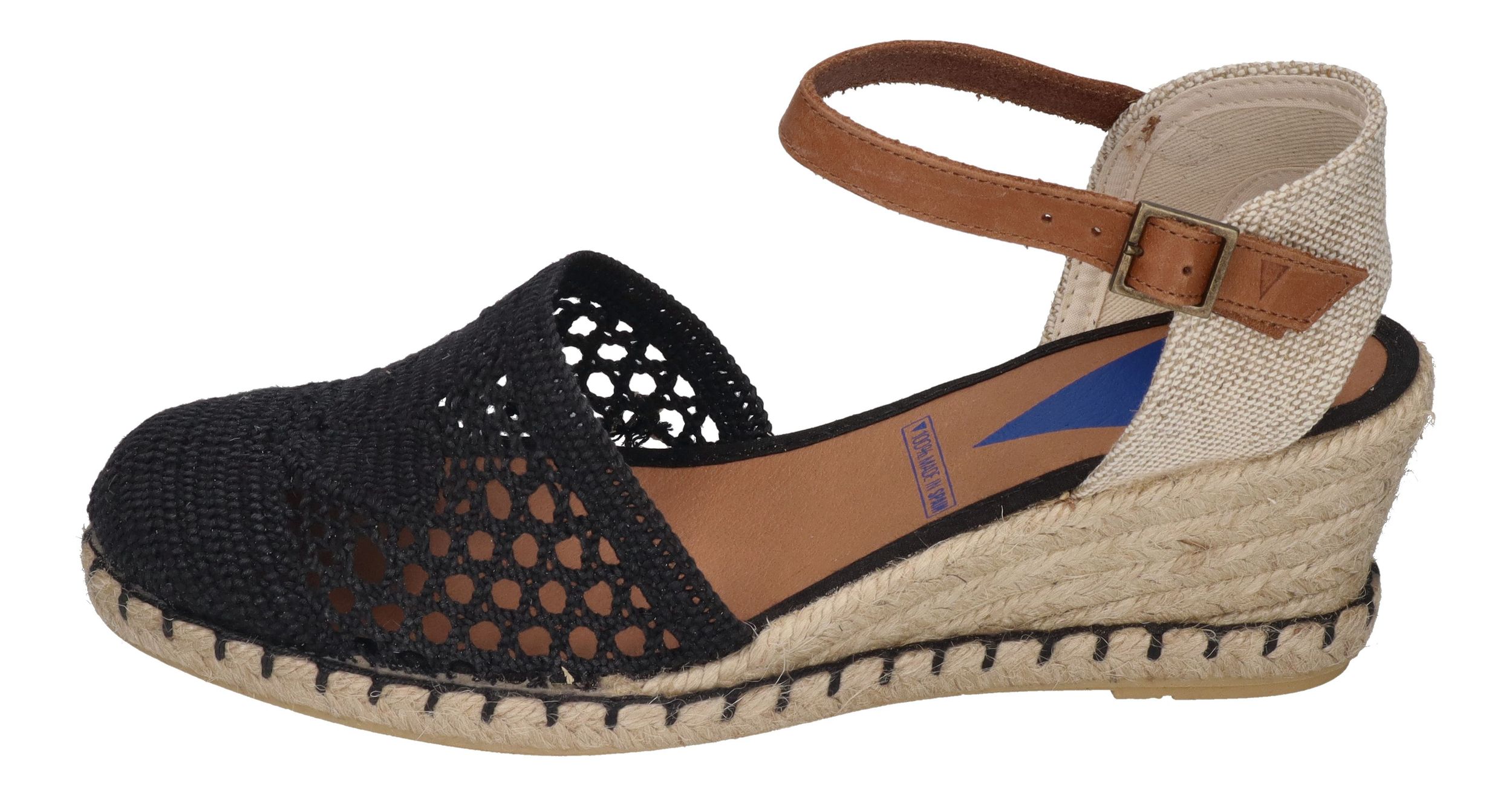 VERBENAS Damenschuhe Sandalette MALENA crochet lino - negro
