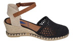 VERBENAS Damenschuhe Sandalette MALENA crochet lino - negro
