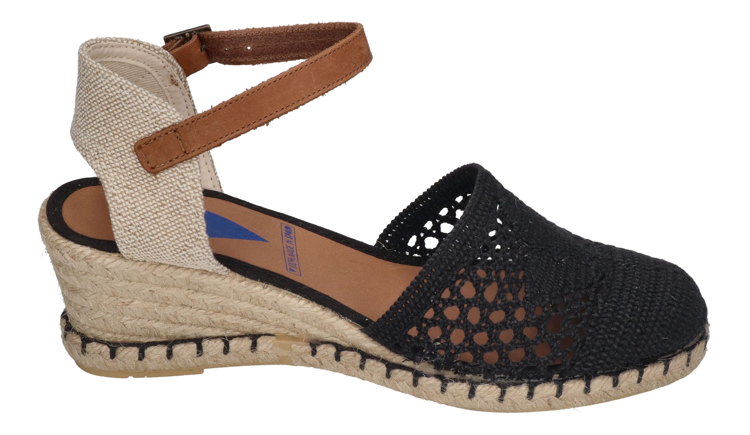 VERBENAS Damenschuhe Sandalette MALENA crochet lino - negro
