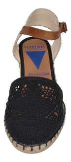 VERBENAS Damenschuhe Sandalette MALENA crochet lino - negro