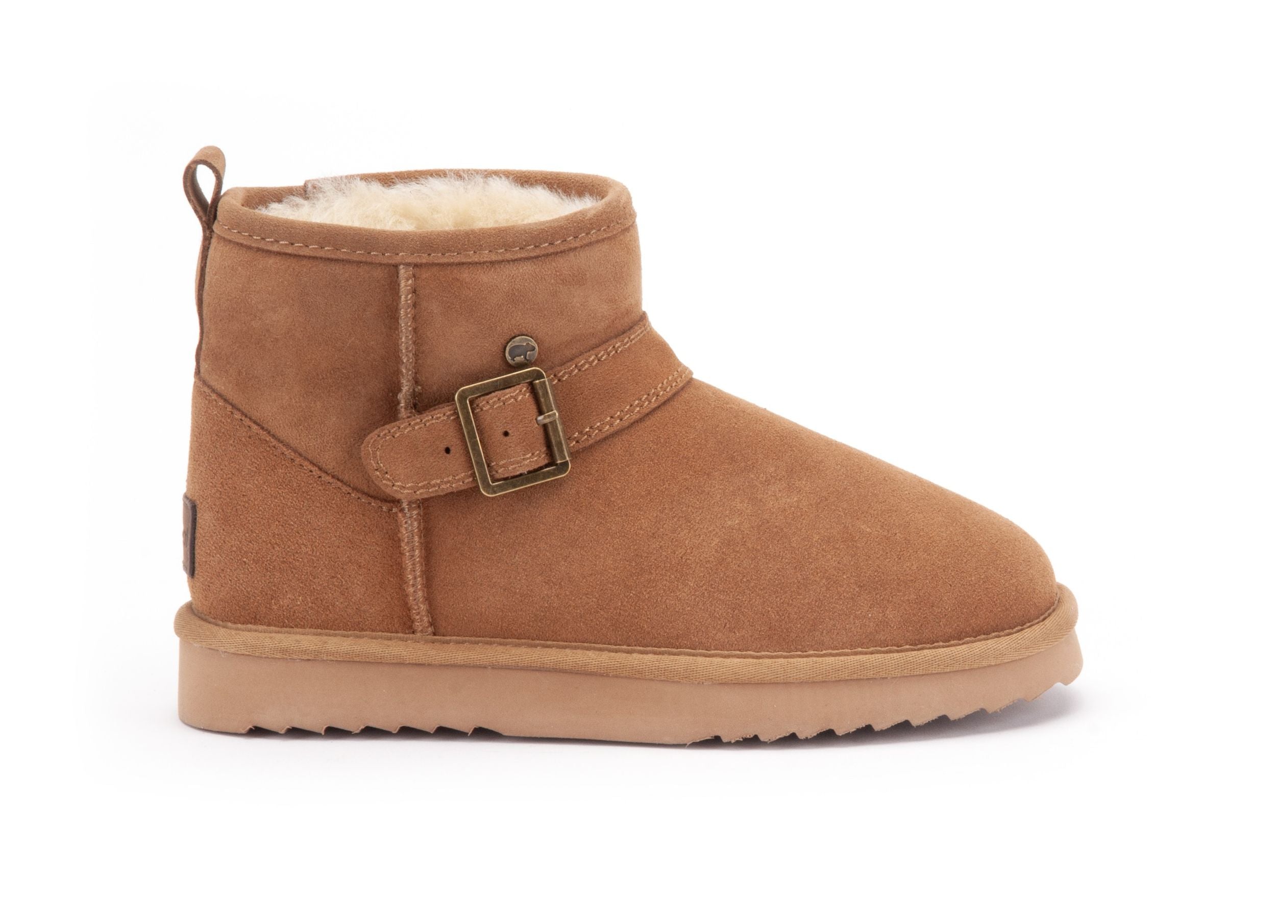 WARMBAT Damenschuhe Schaffell Booties WALLABY BUCKLE cognac