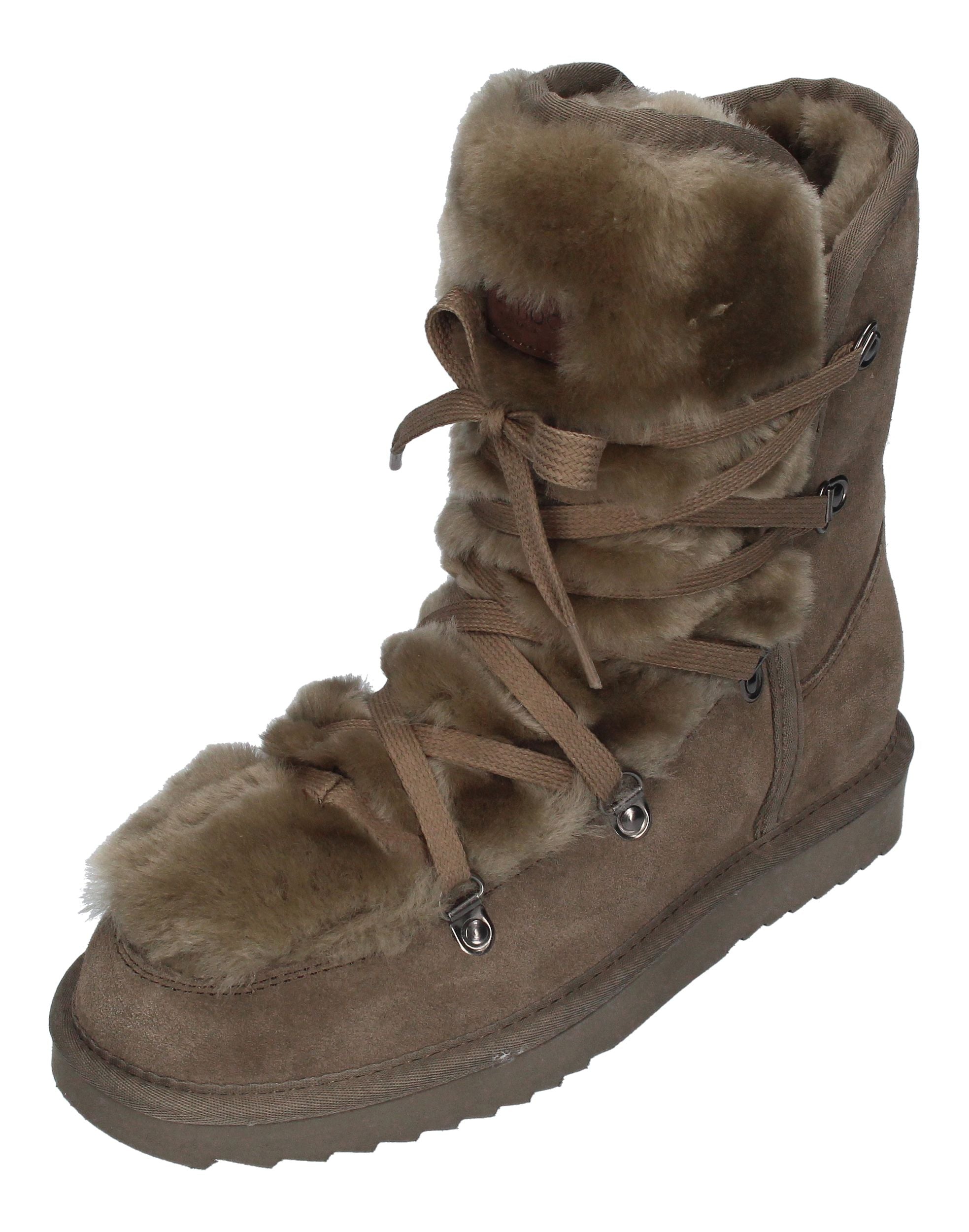 WARMBAT Damenschuhe Schaffell Booties MOONBI SUEDE - moss