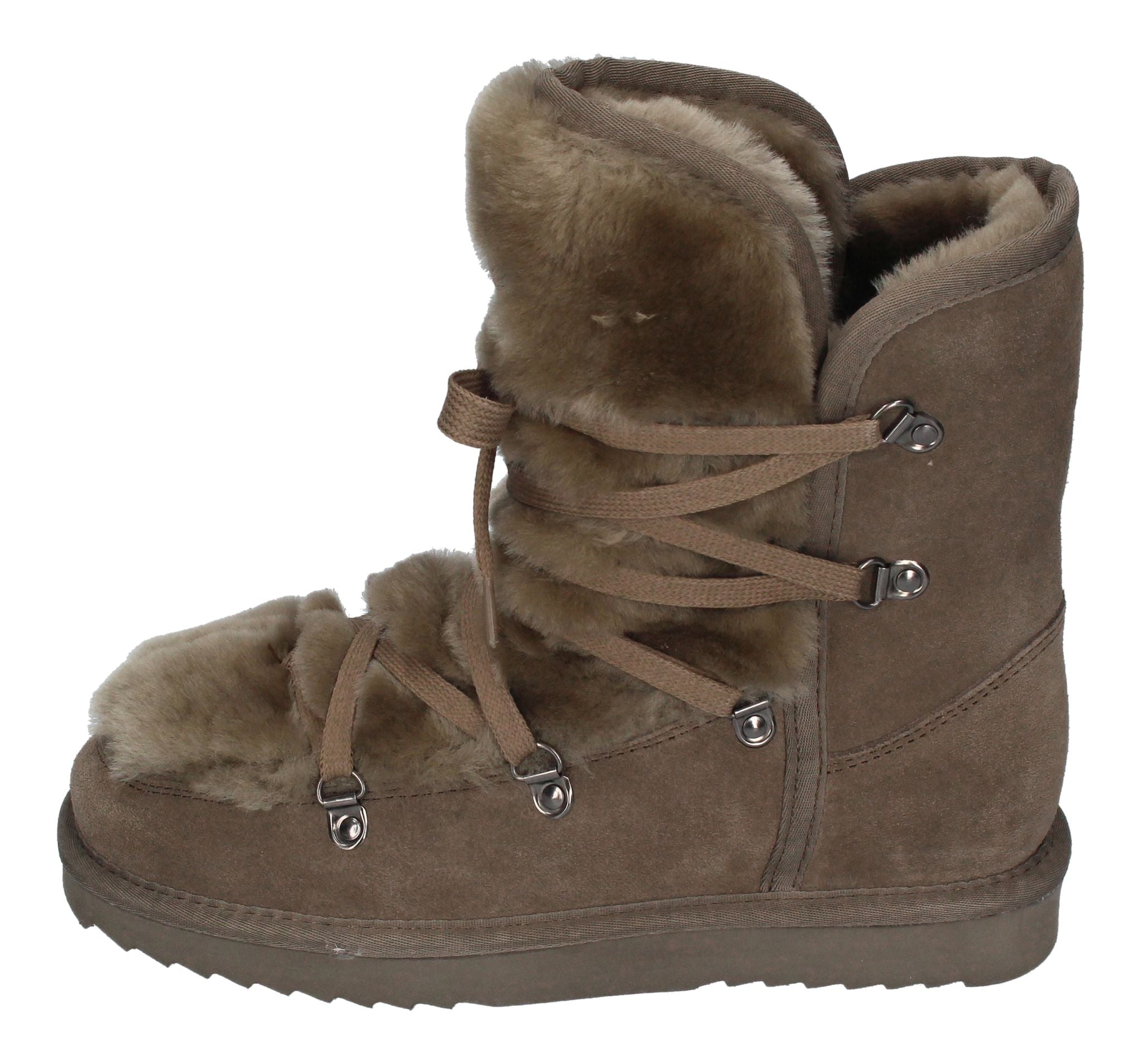 WARMBAT Damenschuhe Schaffell Booties MOONBI SUEDE - moss