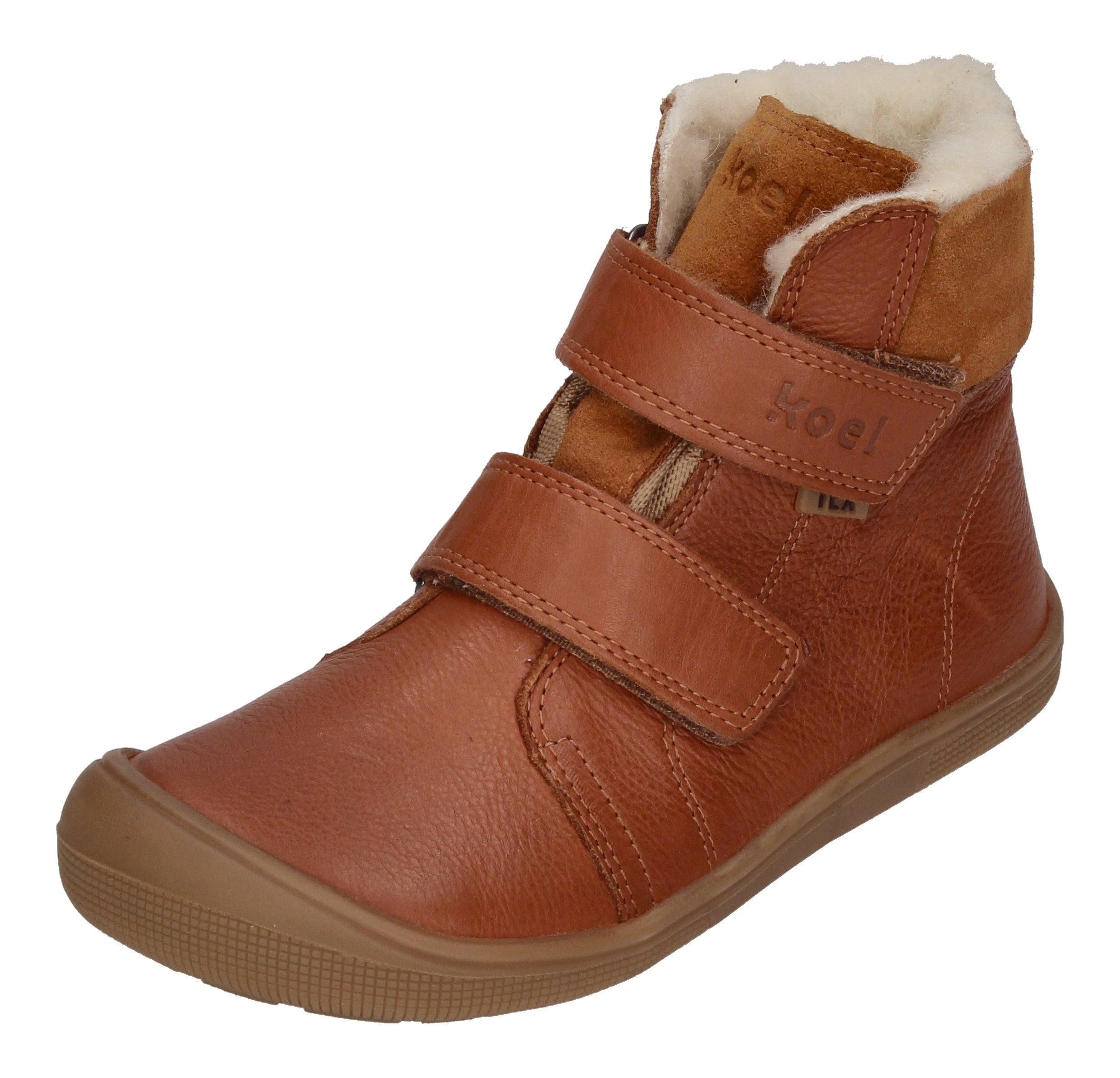 KOEL Barefoot Kinderstiefel - EMIL NAPA WOOL 07T cognac