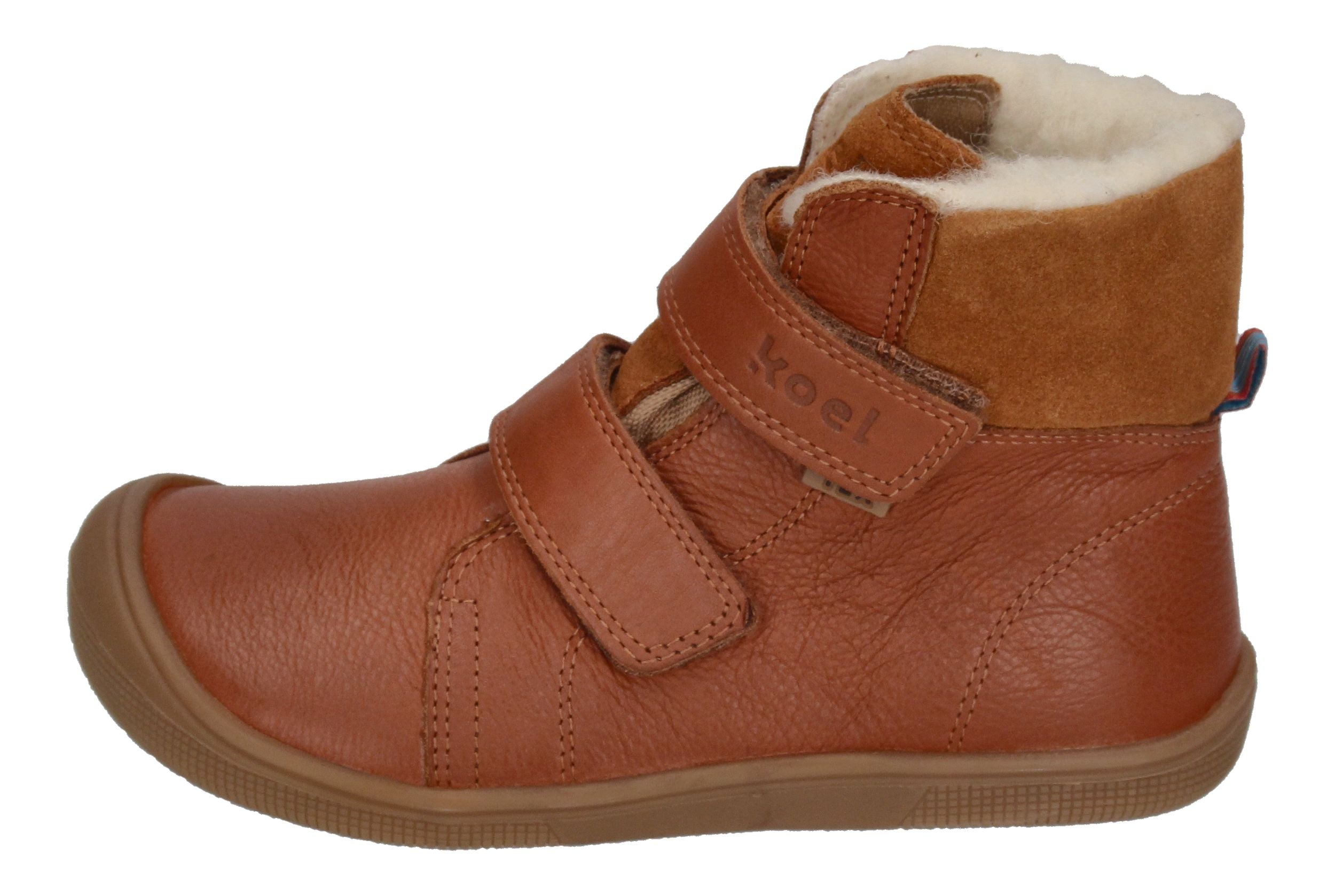 KOEL Barefoot Kinderstiefel - EMIL NAPA WOOL 08T - cognac