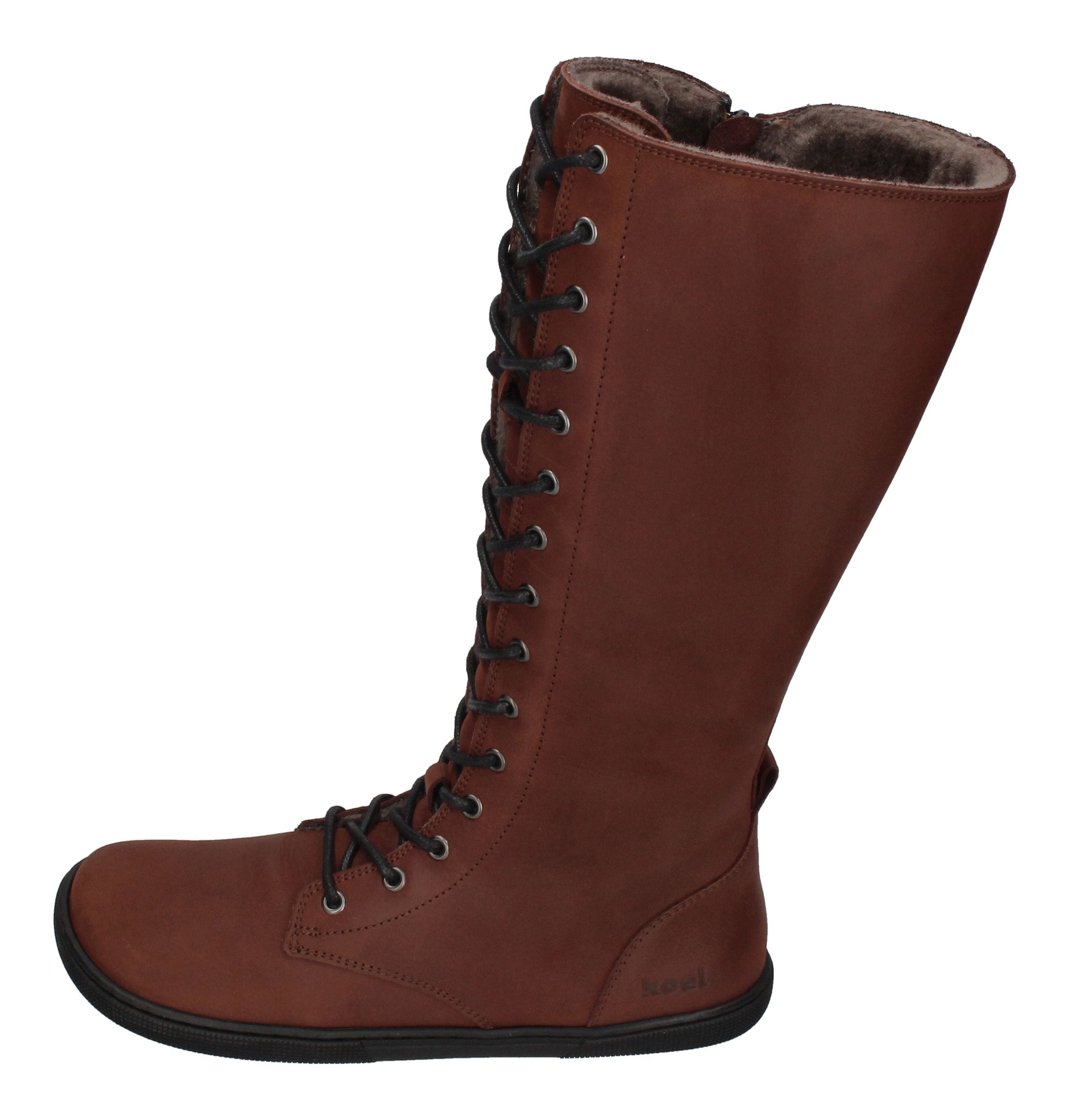KOEL Damenschuhe - Barefoot Stiefel FLORA LAMBSWOOL - chocolate