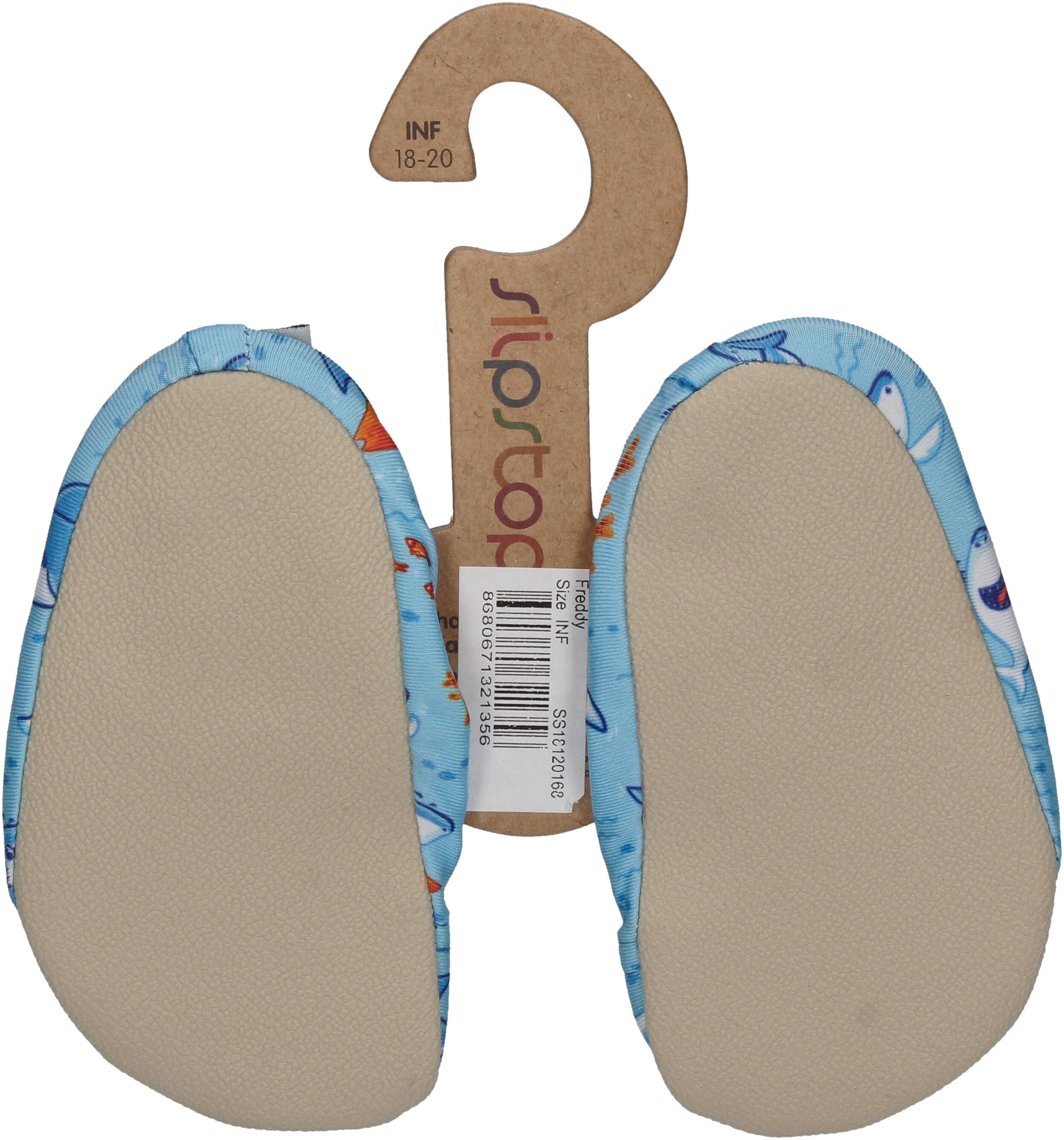 SLIPSTOP Kinder Hausschuhe Badeschuhe FREDDY Hai blau-1
