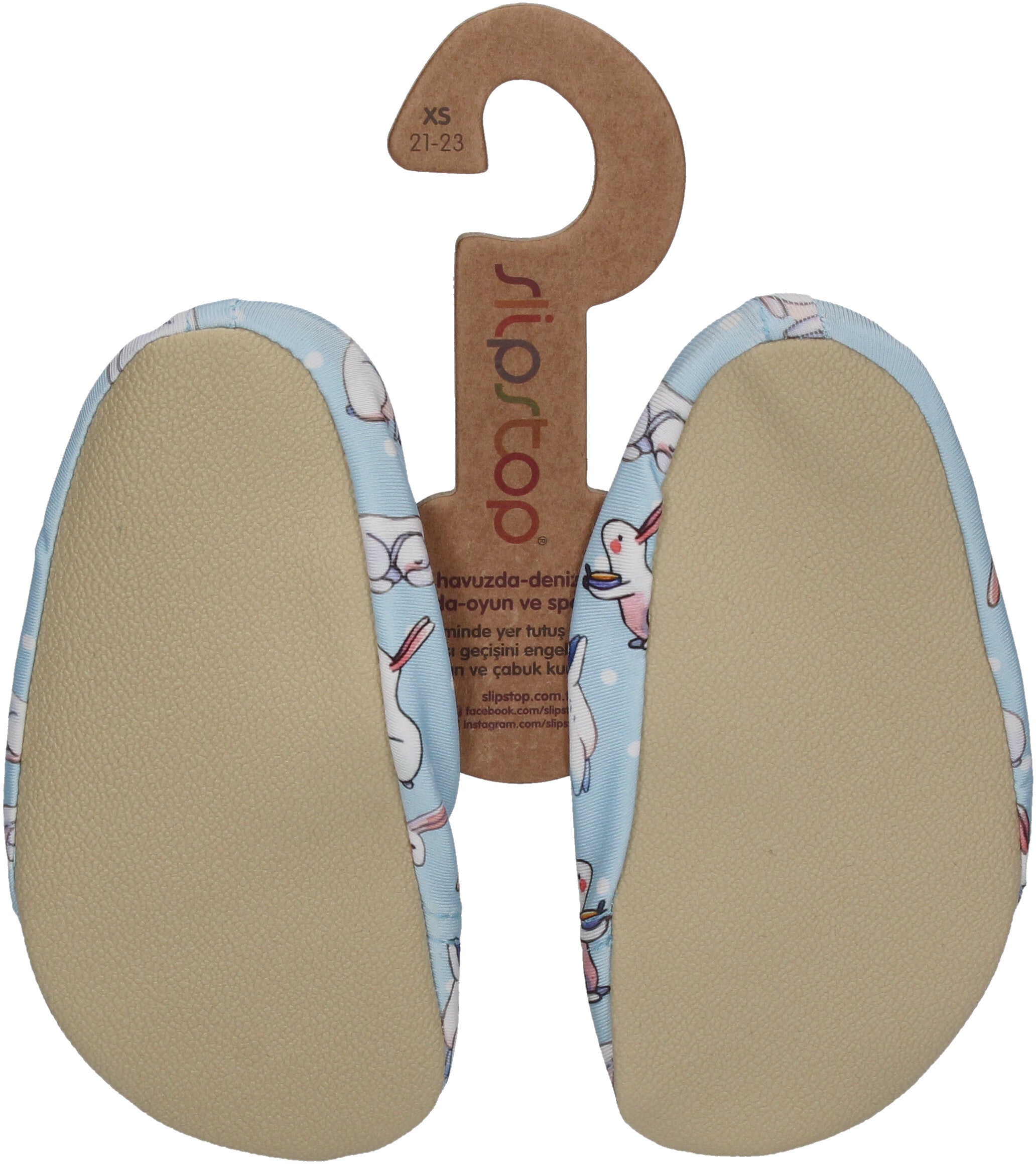 SLIPSTOP Kinder Hausschuhe Badeschuhe BUNNY hellblau-1
