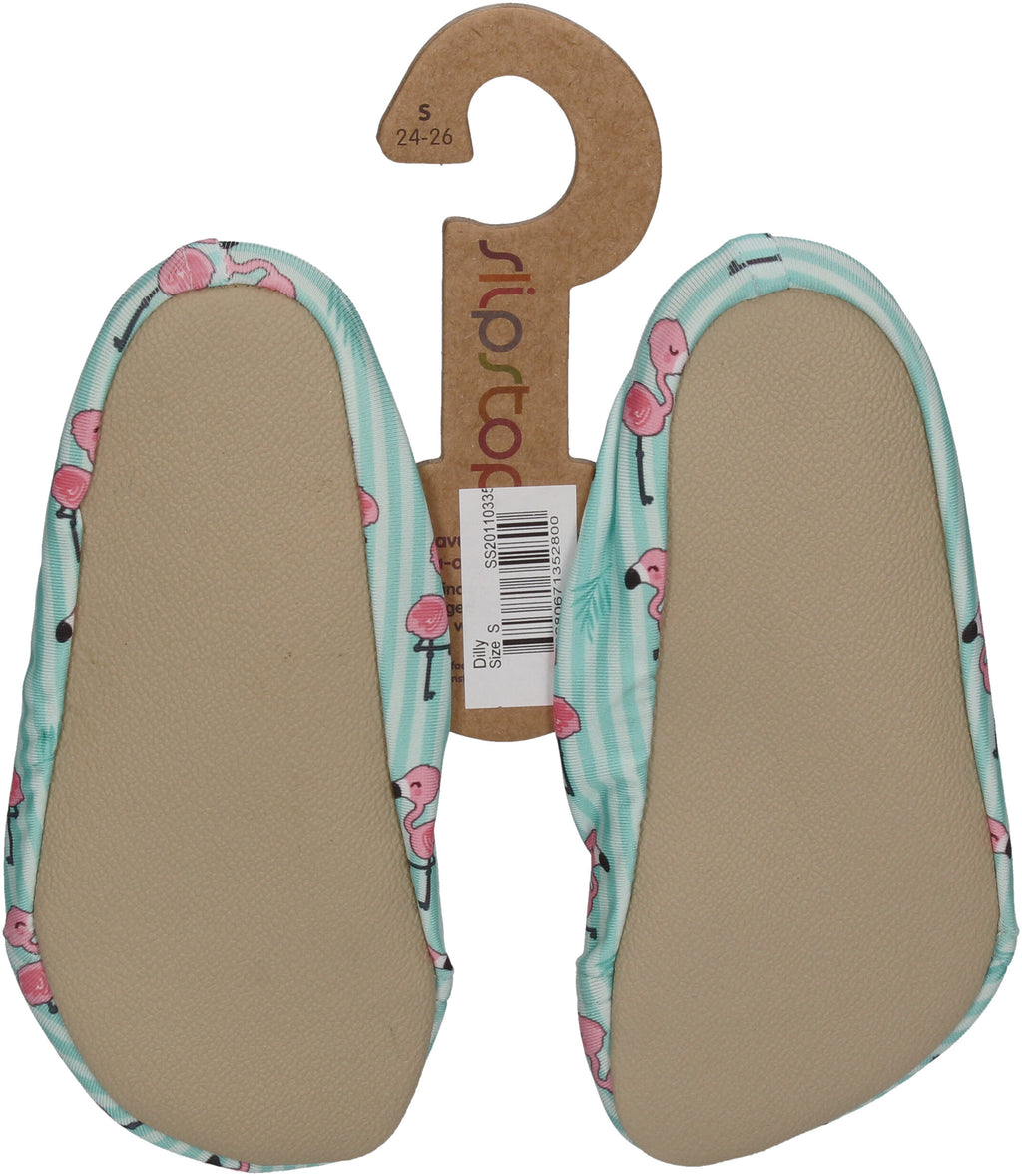 SLIPSTOP Hausschuhe Badeschuhe DILLY Flamingos mint rosa-1