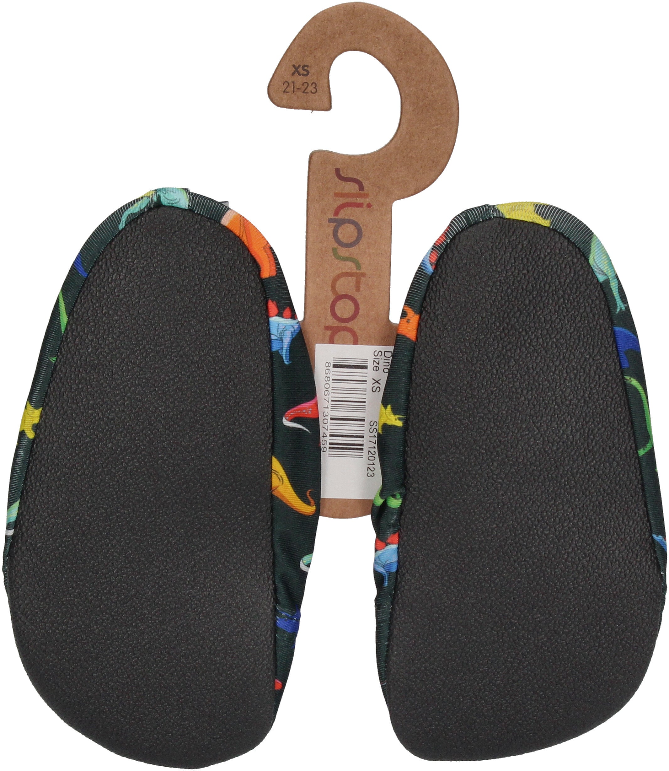 SLIPSTOP Kinder Hausschuhe Badeschuhe DINO schwarz bunt-1