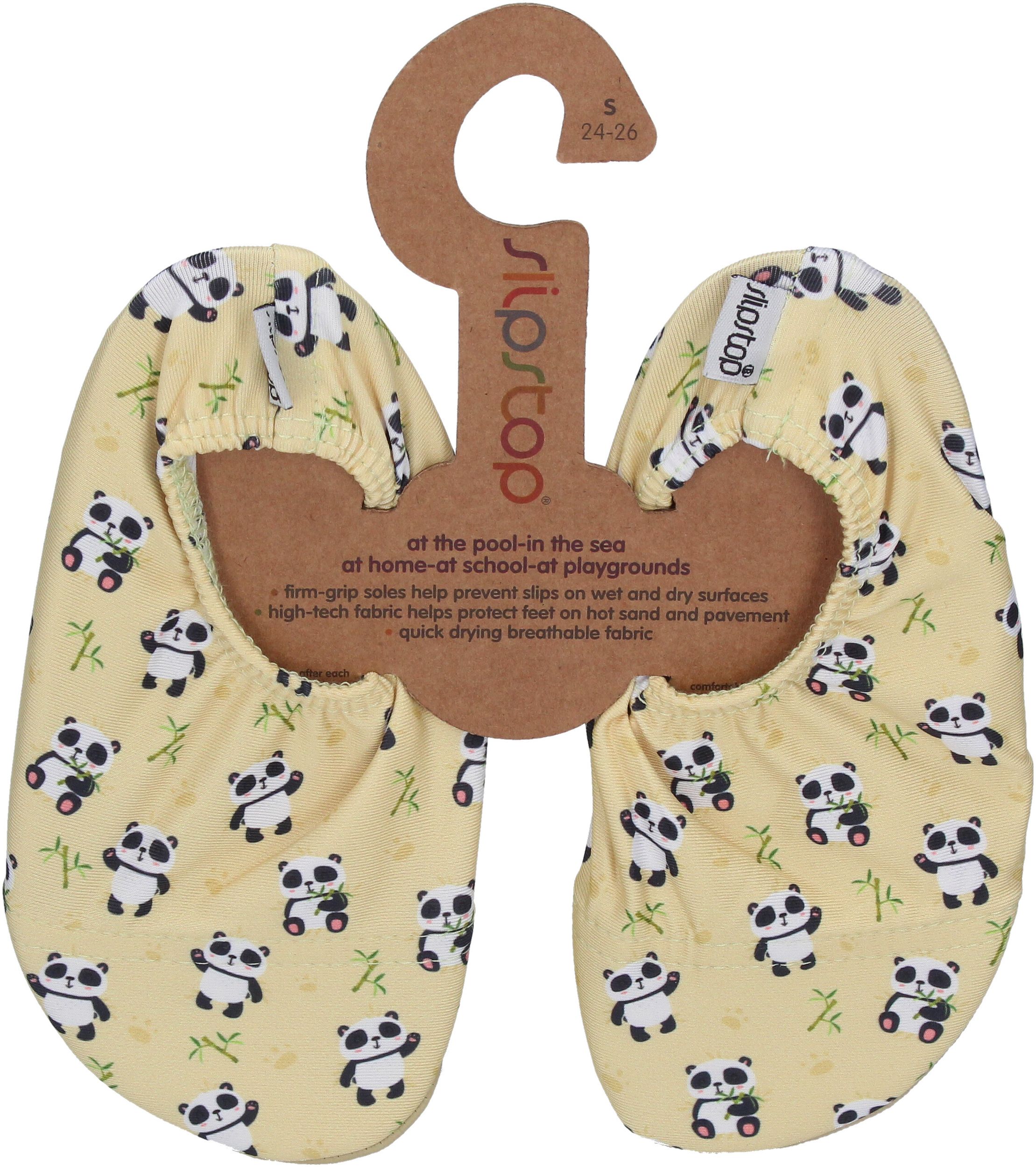 SLIPSTOP Kinder Hausschuhe Badeschuhe OLA YELLOW Panda -0