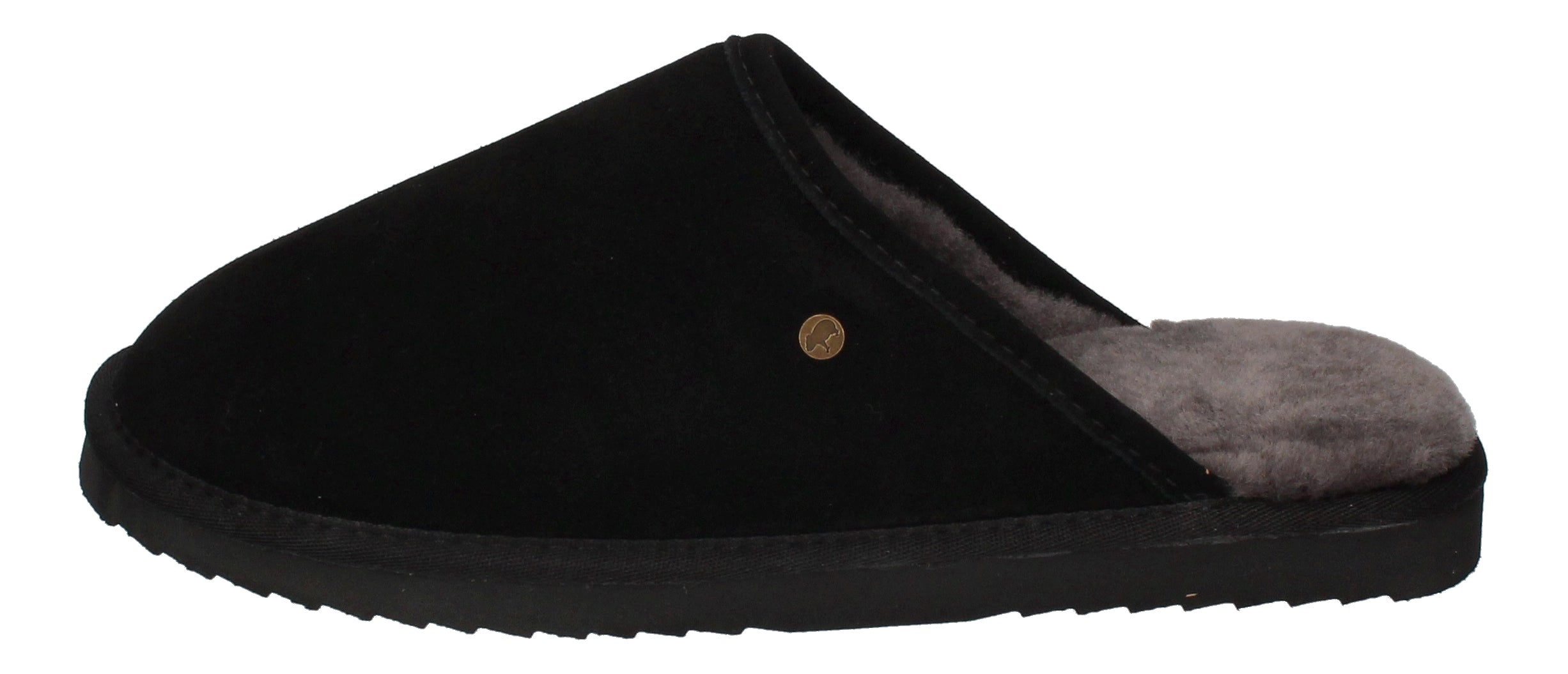 WARMBAT Lammfell Hausschuhe - CLASSIC SUEDE - black-1