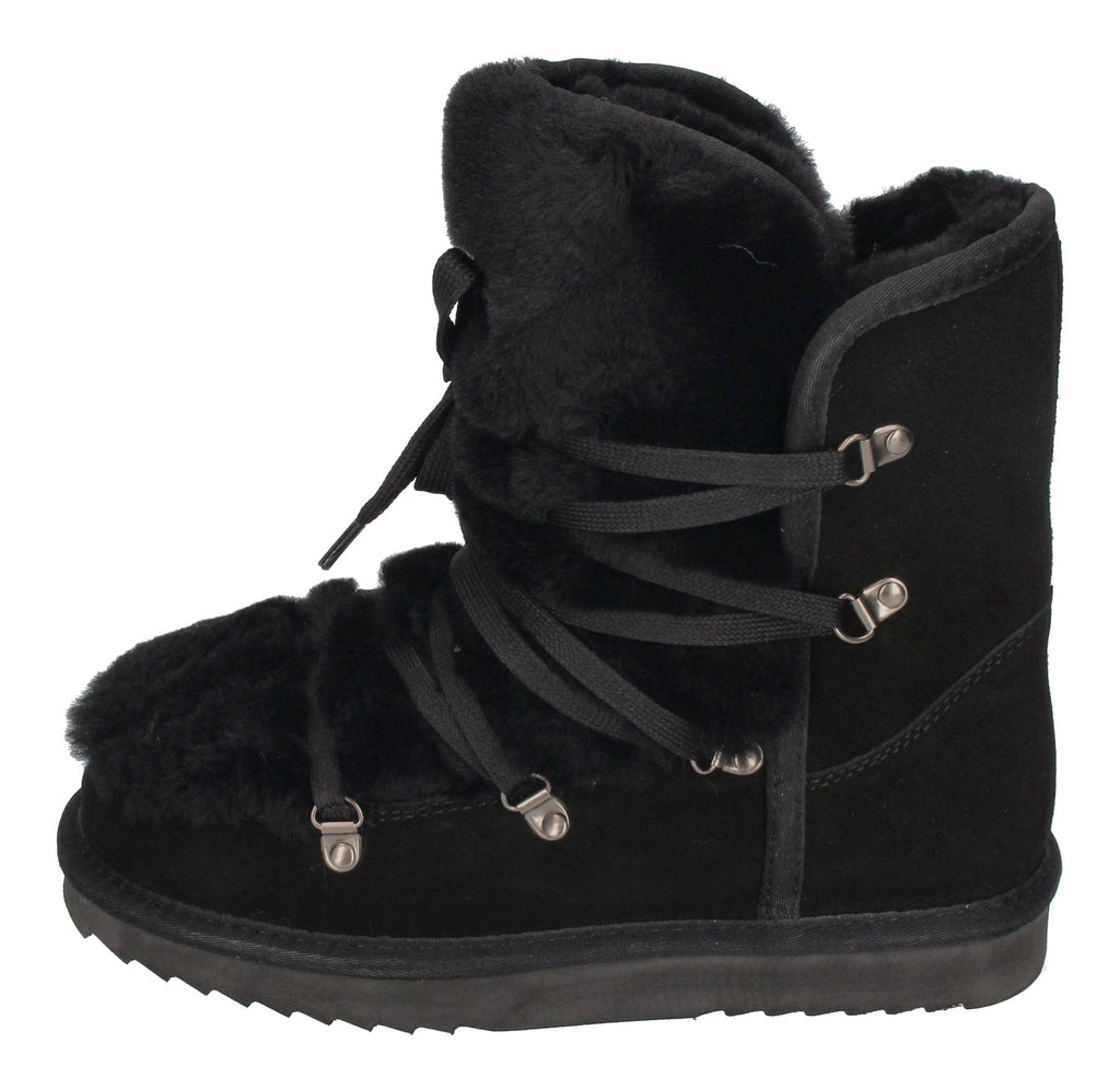 WARMBAT Damenschuhe Schaffell Booties MOONBI SUEDE - black