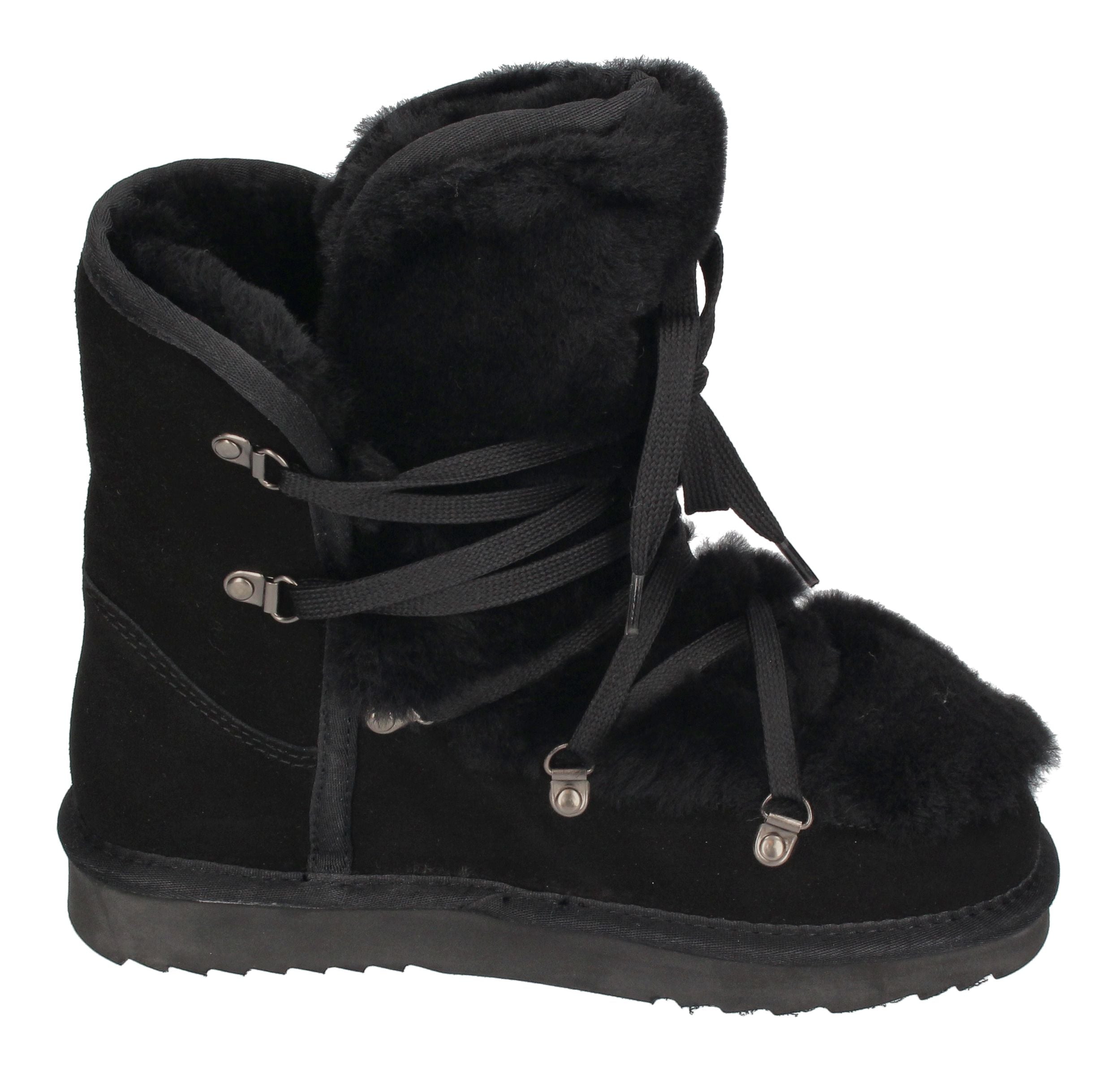 WARMBAT Damenschuhe Schaffell Booties MOONBI SUEDE - black